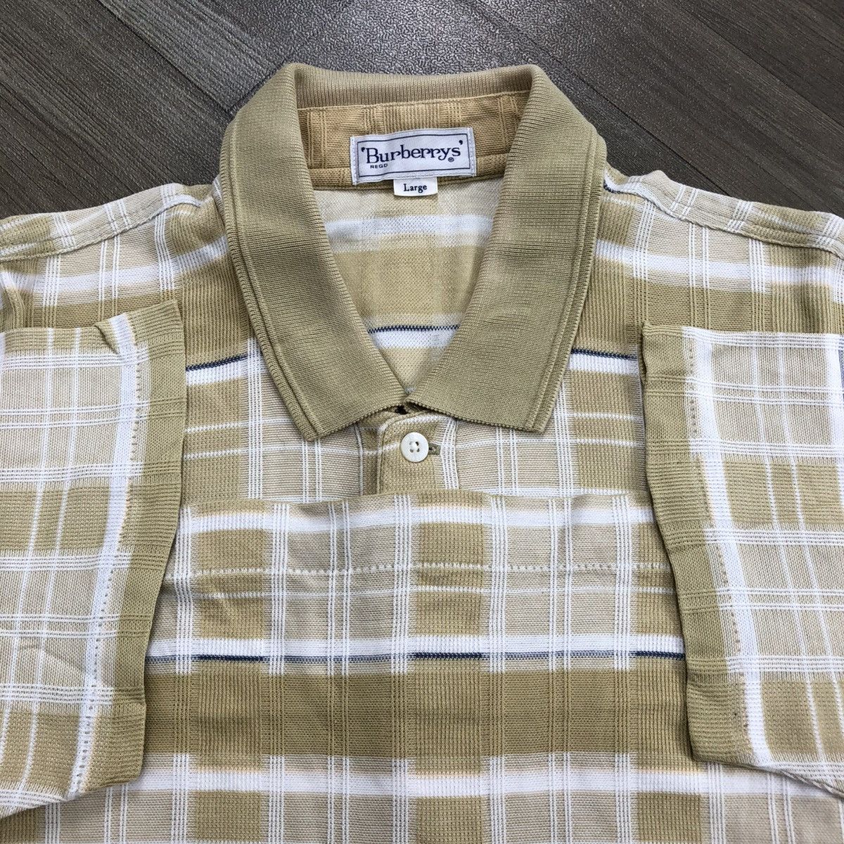 Burberry 1990s Vintage Burberrys Nova Check Pocket Polo Shirt Luxury Size US L / EU 52-54 / 3 - 4 Thumbnail