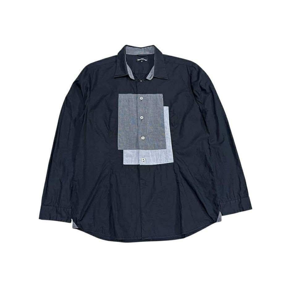 🔥Sick Y2K Semantic Design Patchwork Shirt Black Long Sleeve