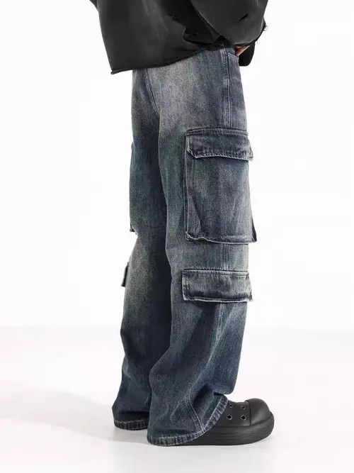 Jean Washed and distressed workwear Y2K baggy jeans Size US 28 / EU 44 - 4 Thumbnail