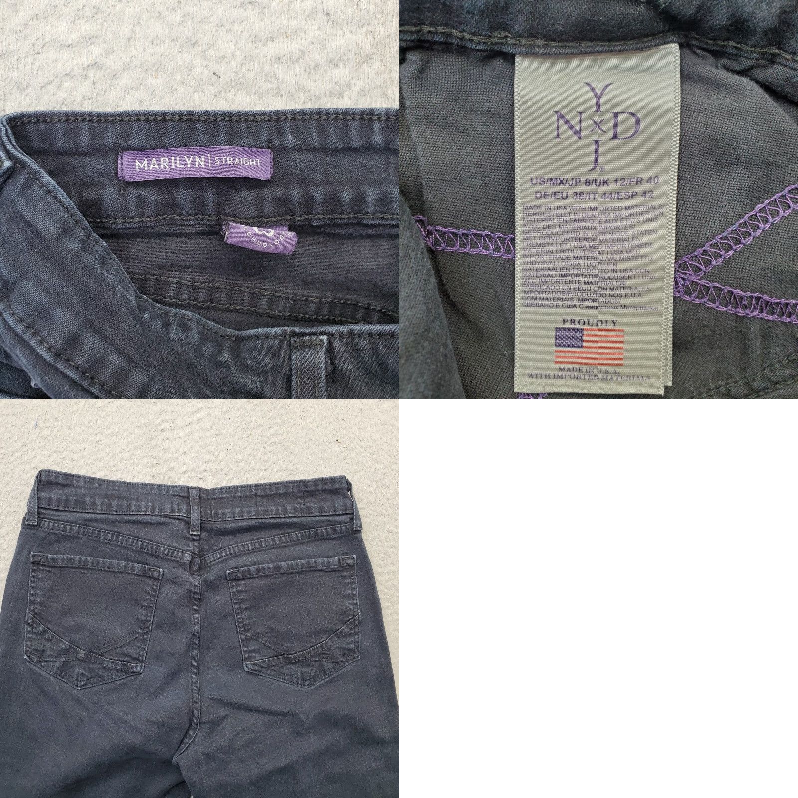 NYDJ NYDJ Marilyn Straight Jeans Womens 8 Blue Denim Double Stitch 5-Pocket Design Size 30" / US 8 / IT 44 - 8 Thumbnail