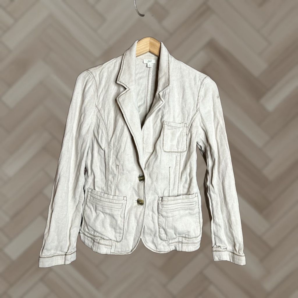 J. Jill VINTAGE J Jill Linen Cotton Lapel 3 Pocket 2 Button Jacket Beige Women Blazer Jacket, Shirt? Size M / US 6-8 / IT 42-44 - 1 Thumbnail