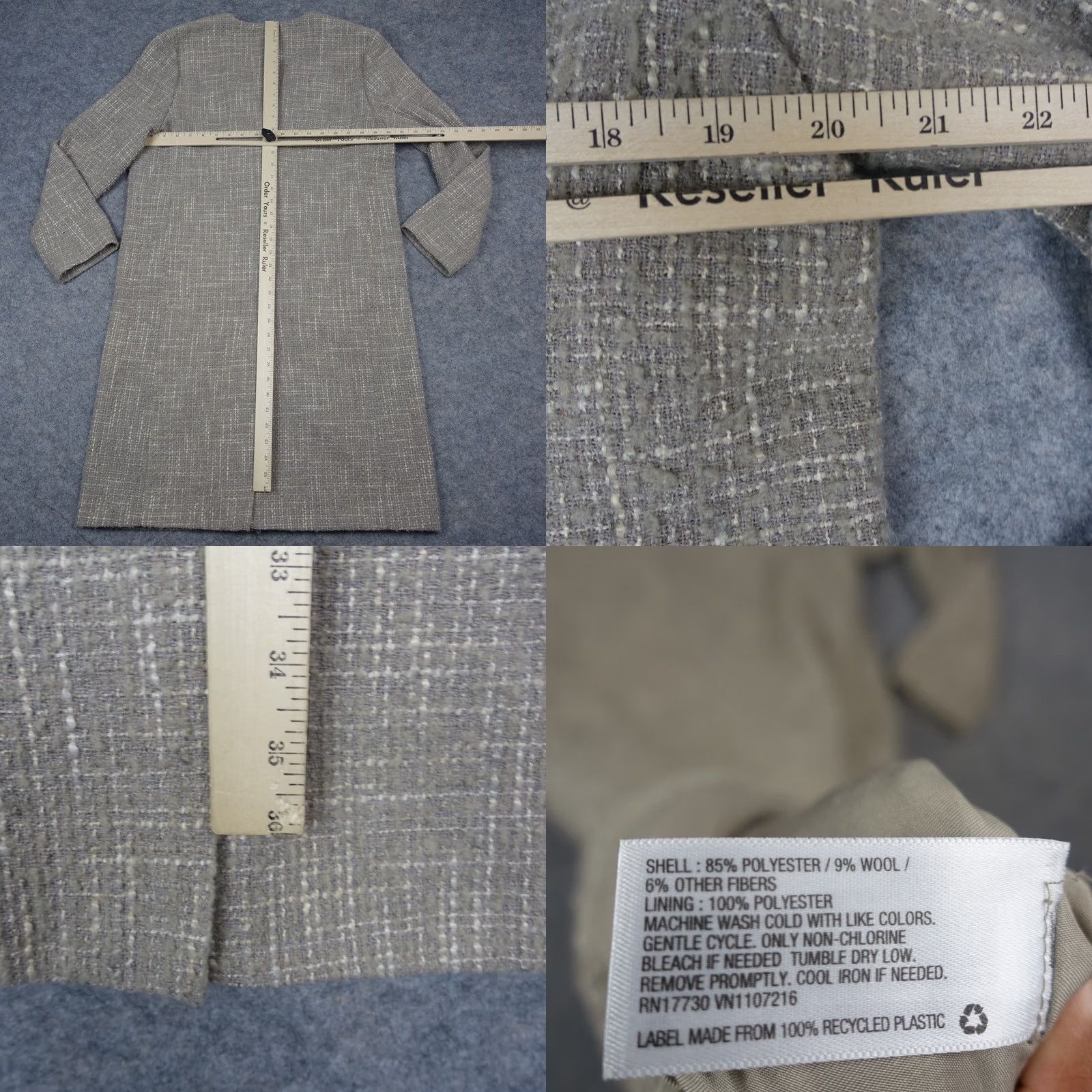 Vintage Prologue Coat Womens Small Beige Grey Overcoat 3 Button Long Trench Wool Tweed Coat S Ladies Womens Size S / US 4 / IT 40 - 8 Thumbnail