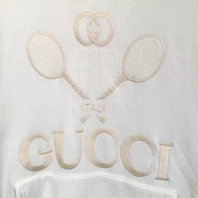Gucci Gucci Beige logo embroidered cotton hooded drawstring sweat Size US S / EU 44-46 / 1 - 5 Thumbnail