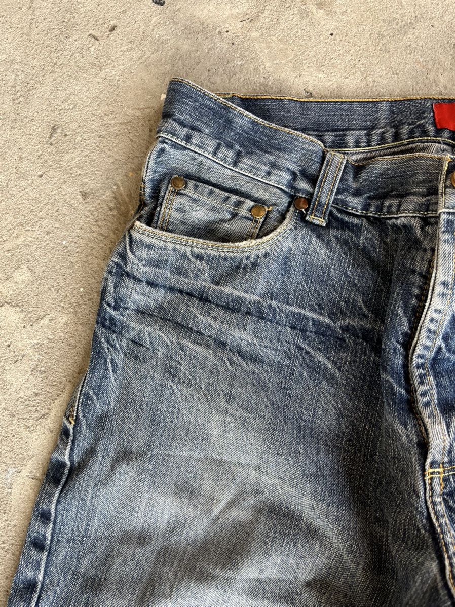 If Six Was Nine × Japanese Brand × Le Grande Bleu (L.G.B.) Faded Thrashed Crash Denim Pants Jeans like Rick Owens Y2K Size US 33 - 4 Thumbnail