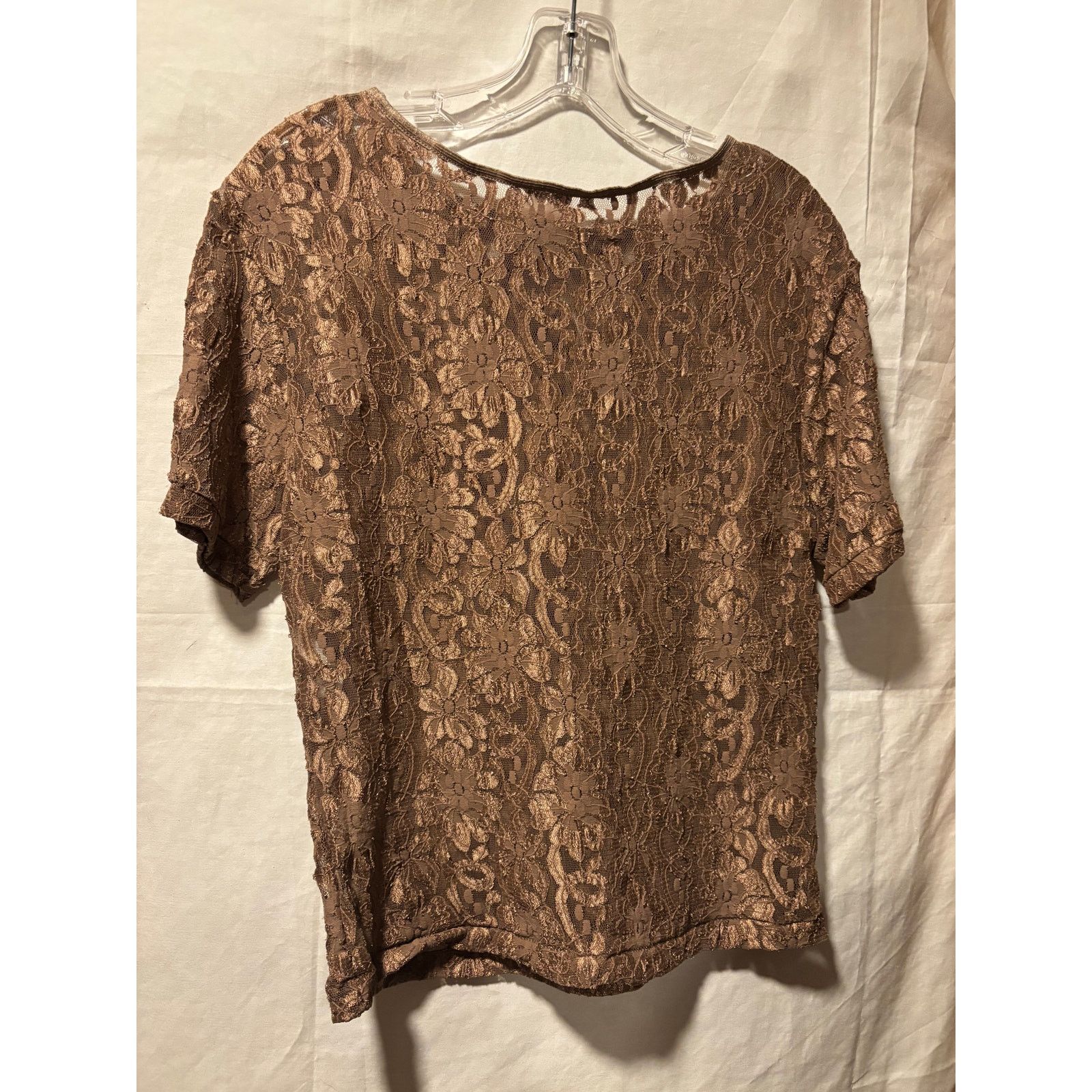 Vintage Cinema Etoile Vintage Cocoa Brown Lace Top Short Sleeve Size S / US 4 / IT 40 - 5 Thumbnail
