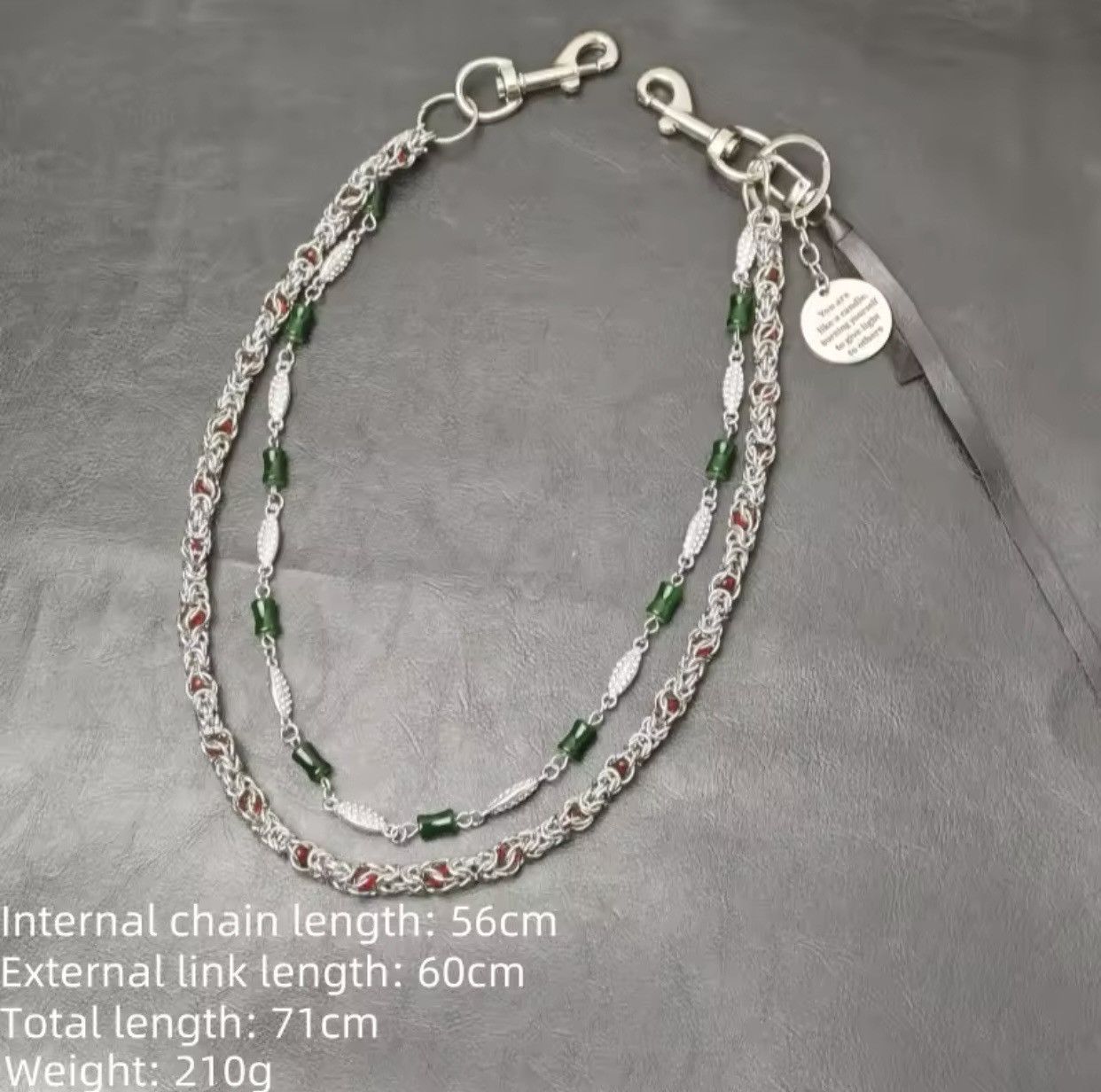 Jewelry Concise Keel Clamp Beads Bilayer Jade Node Chain Size ONE SIZE - 7 Thumbnail