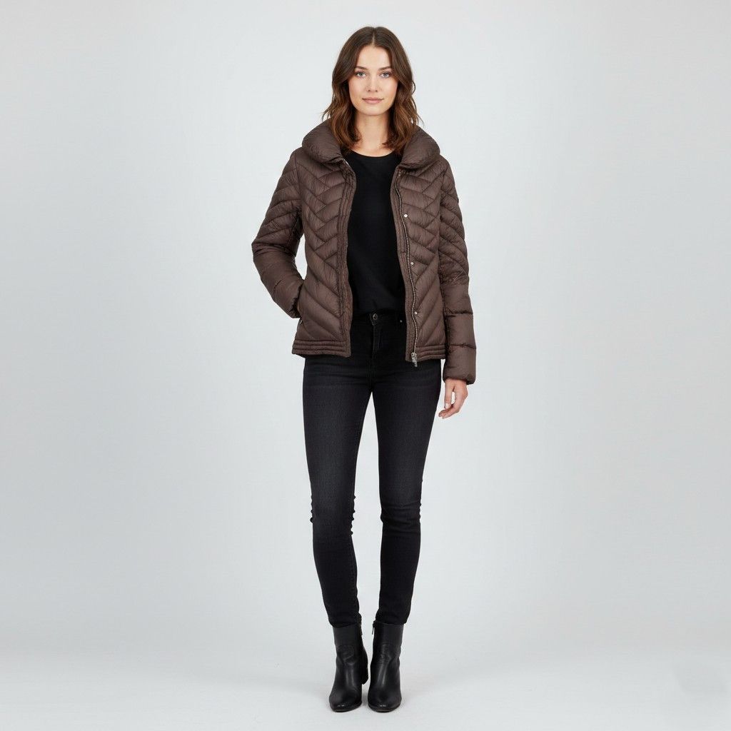 Emporio Armani Emporio Armani Woman M Jacket Brown Shiny Nylon 0168 Size M / US 6-8 / IT 42-44 - 1 Thumbnail