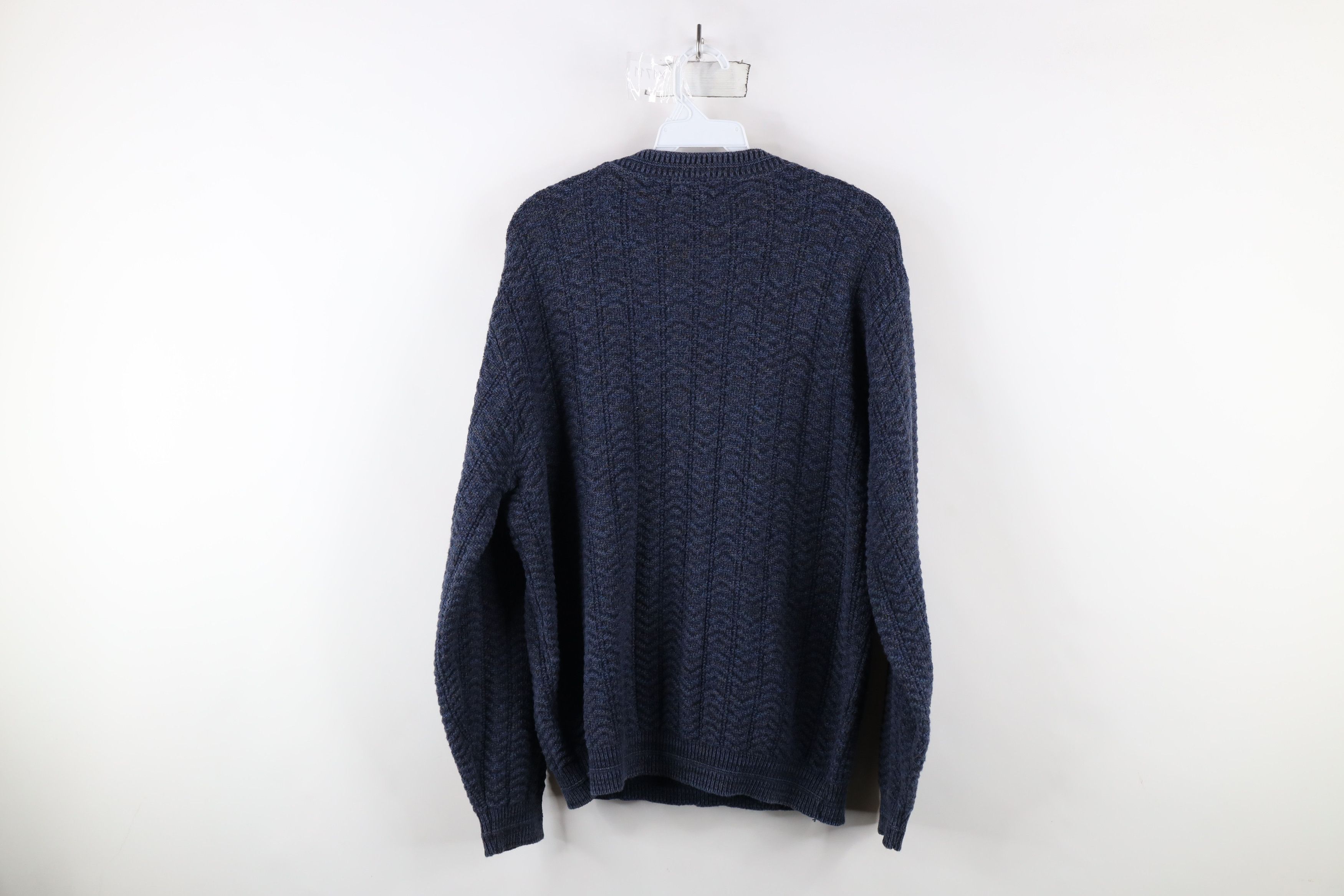 Vintage Vintage 90s Streetwear Herringbone Knit Sweater Blue Size US L / EU 52-54 / 3 - 6 Thumbnail