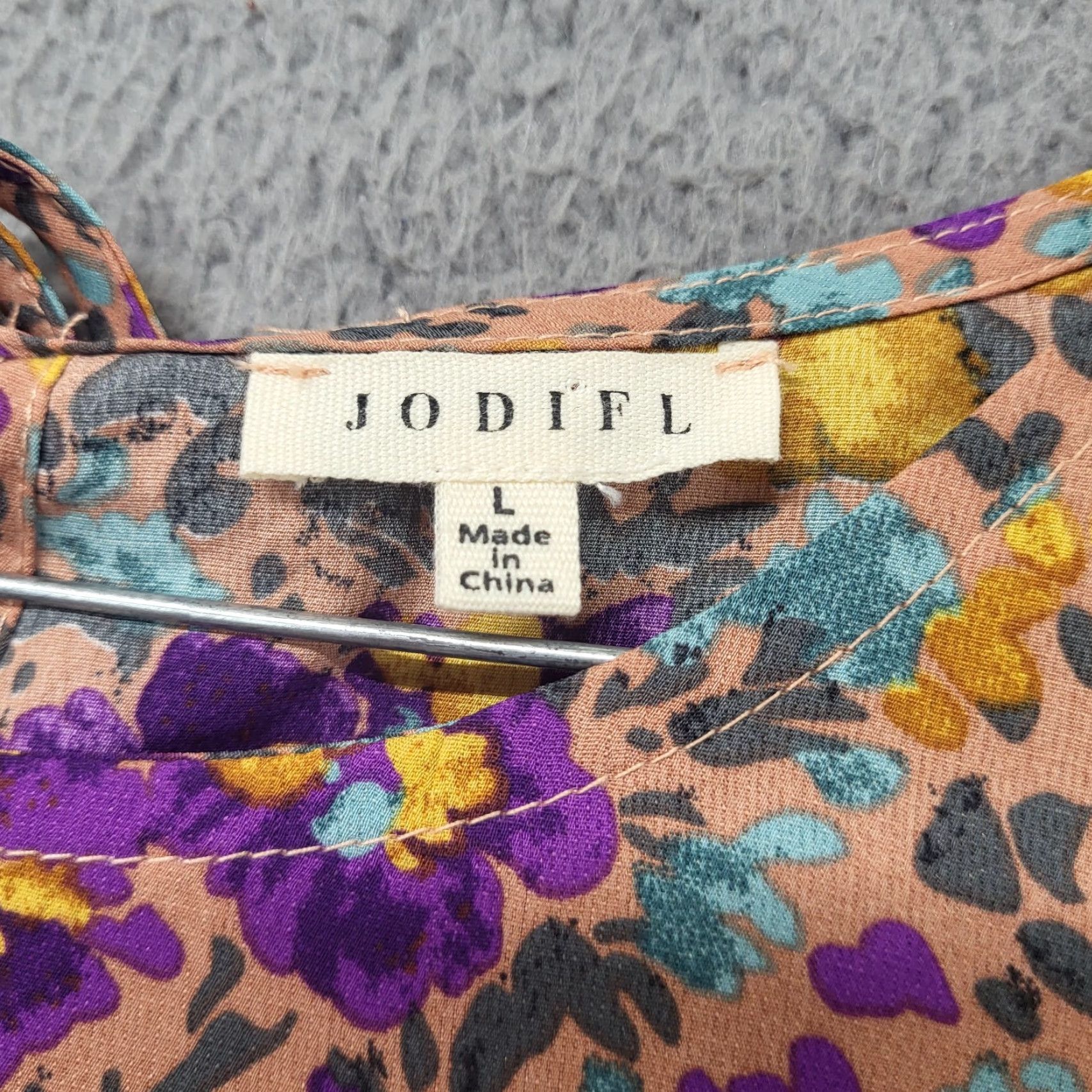 Vintage Jodifl Shirt Women's Sz Large Short Sleeve Purple Yellow Floral Print Top Blouse Size L / US 10 / IT 46 - 7 Thumbnail