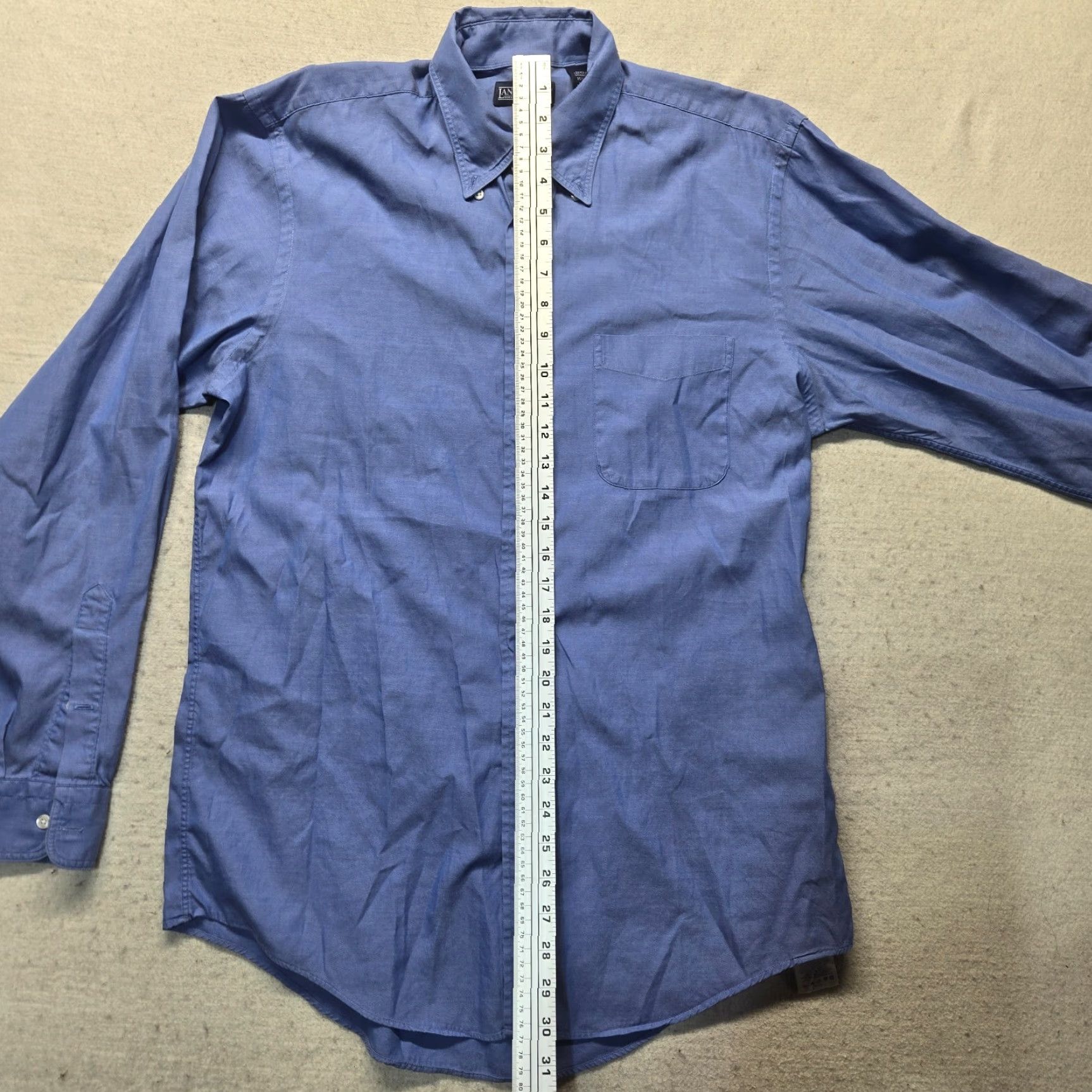 Lands' End Lands' End Shirt Dress Blue Solid Button-Up Long Sleeve MenS 15.5 Shirt, Business Formal, Casual, Workwear, 90s? Size 42R - 6 Thumbnail