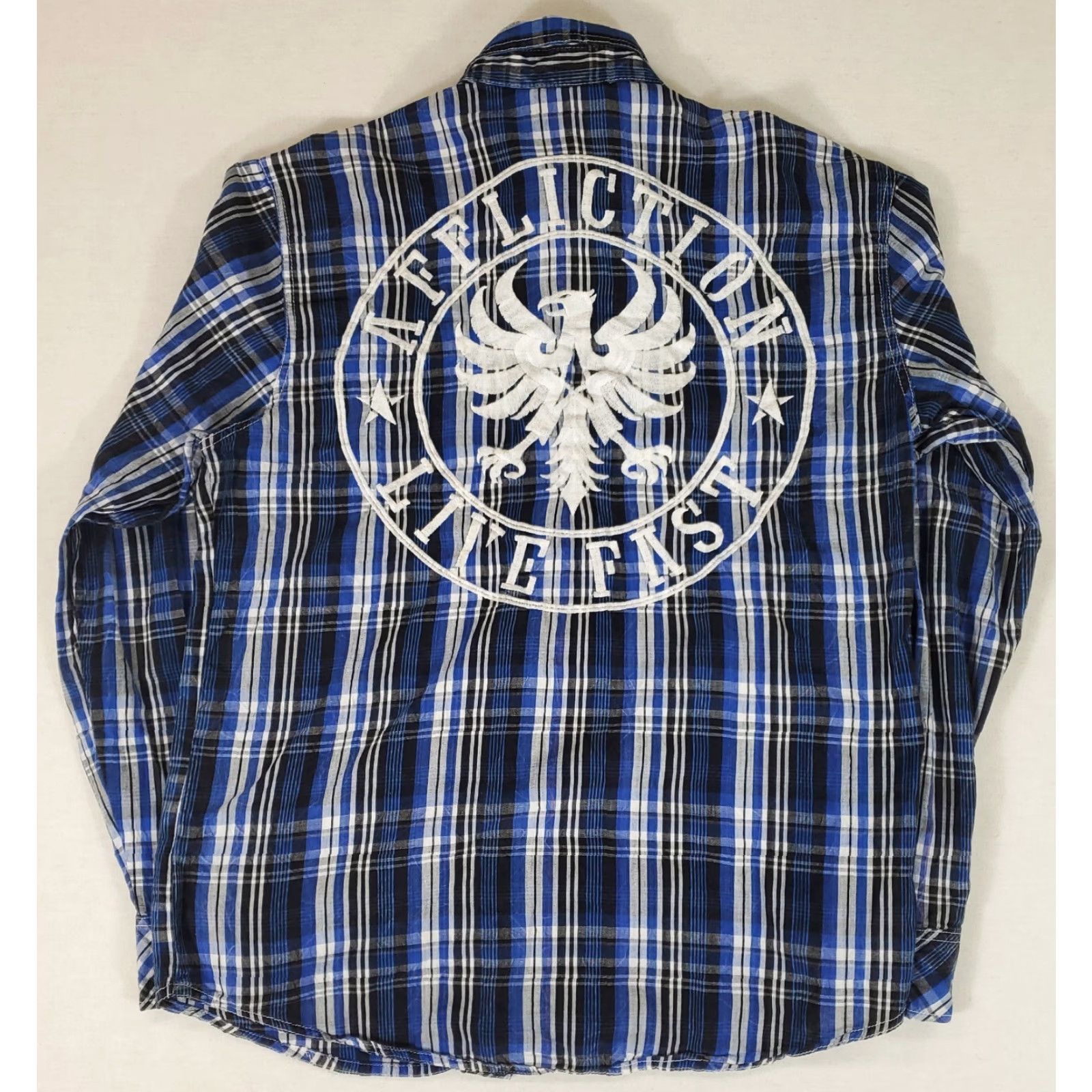 Affliction VINTAGE? Affliction Shirt Button-Up Men L Blue Embroidered Premium Black White Long Sleeve Size US L / EU 52-54 / 3 - 3 Thumbnail