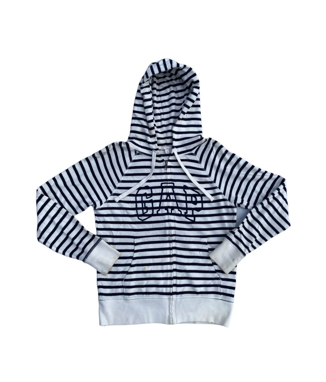 Gap × Vintage 🔥Vintage Gap zip up big logo Hoodie black &white stripes M Size M / US 6-8 / IT 42-44 - 1 Thumbnail