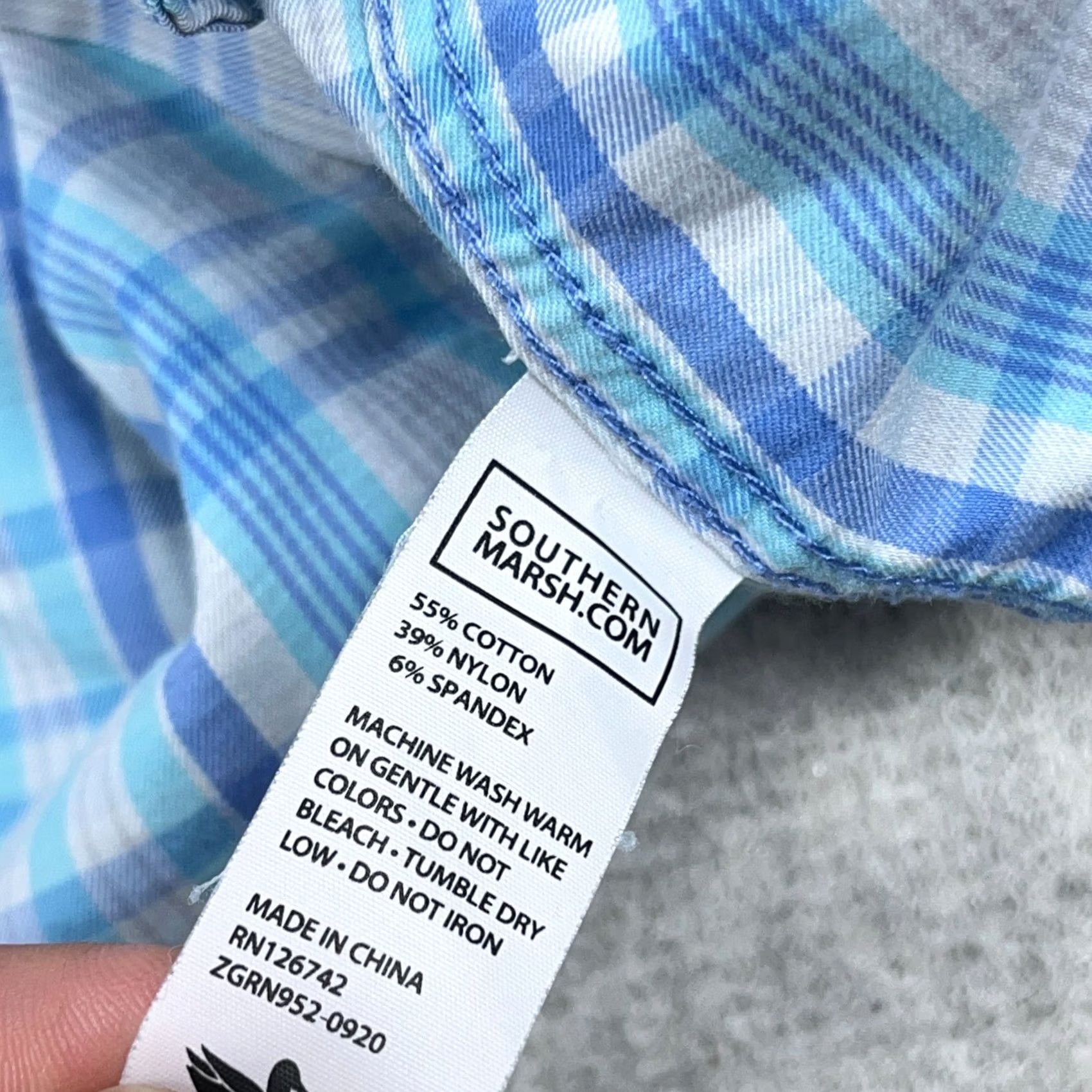Vintage Southern Marsh Shirt Men 2XL Blue Plaid Button-Up Front Pocket Button-Down Collar Classic Preppy Everyday Wear Size 48R - 6 Thumbnail