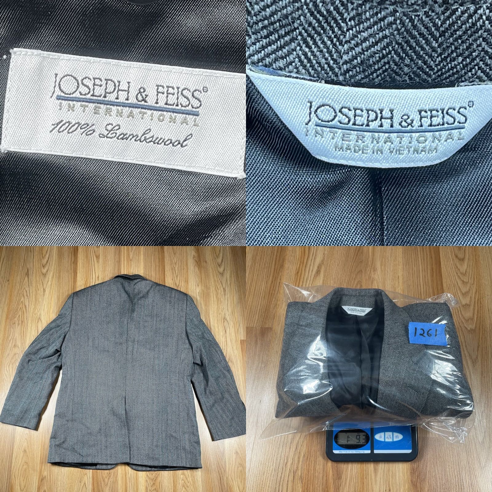 Joseph VINTAGE Joseph & Feiss Gray Sport Coat 100% Lambswool Blazer 2 Button Jacket Men’s Sz 42 Size 42R - 9 Thumbnail