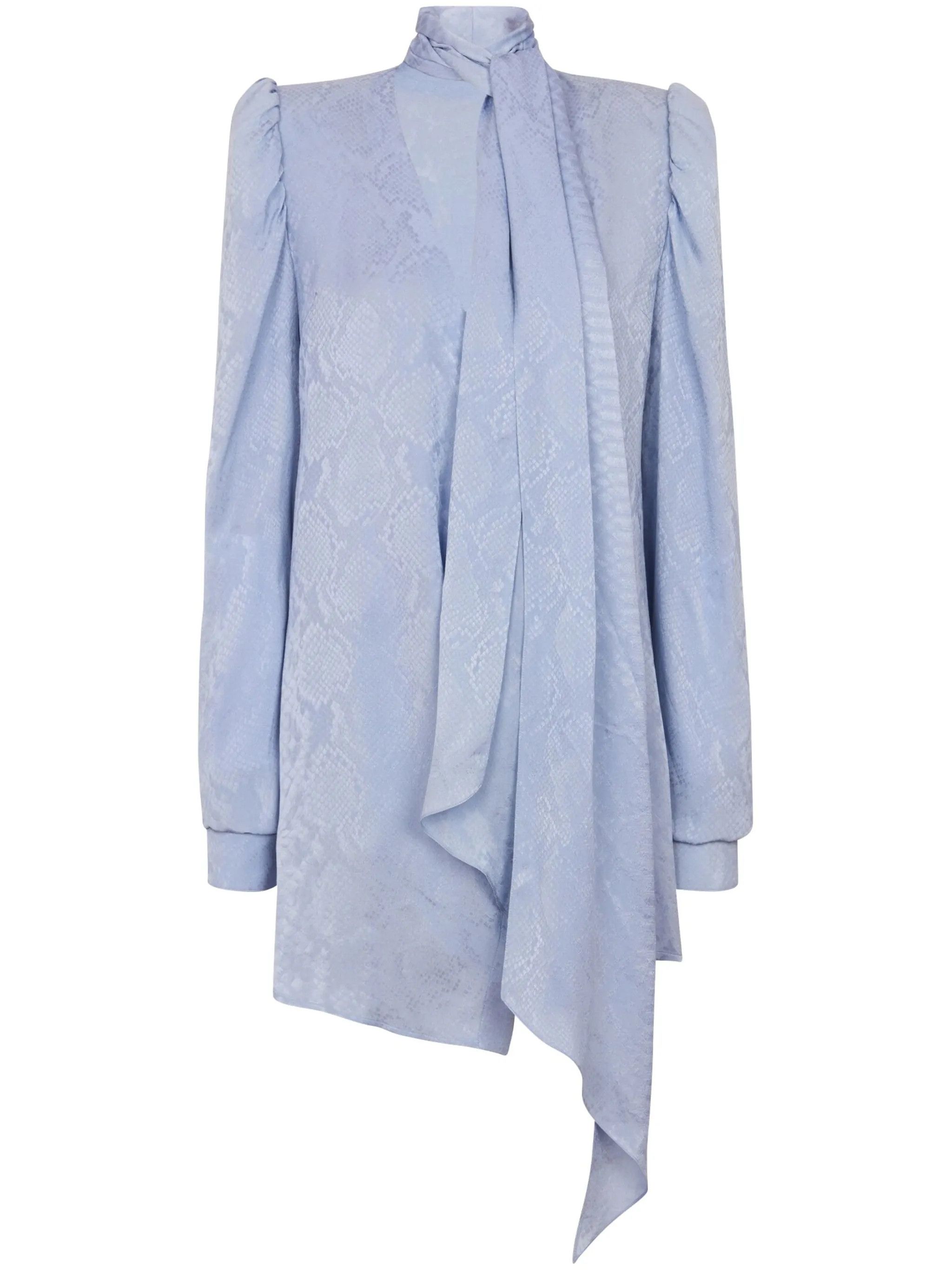 Balmain o1y0525 Silk Mini Dress in Light Blue Size M / US 6-8 / IT 42-44 - 1 Thumbnail