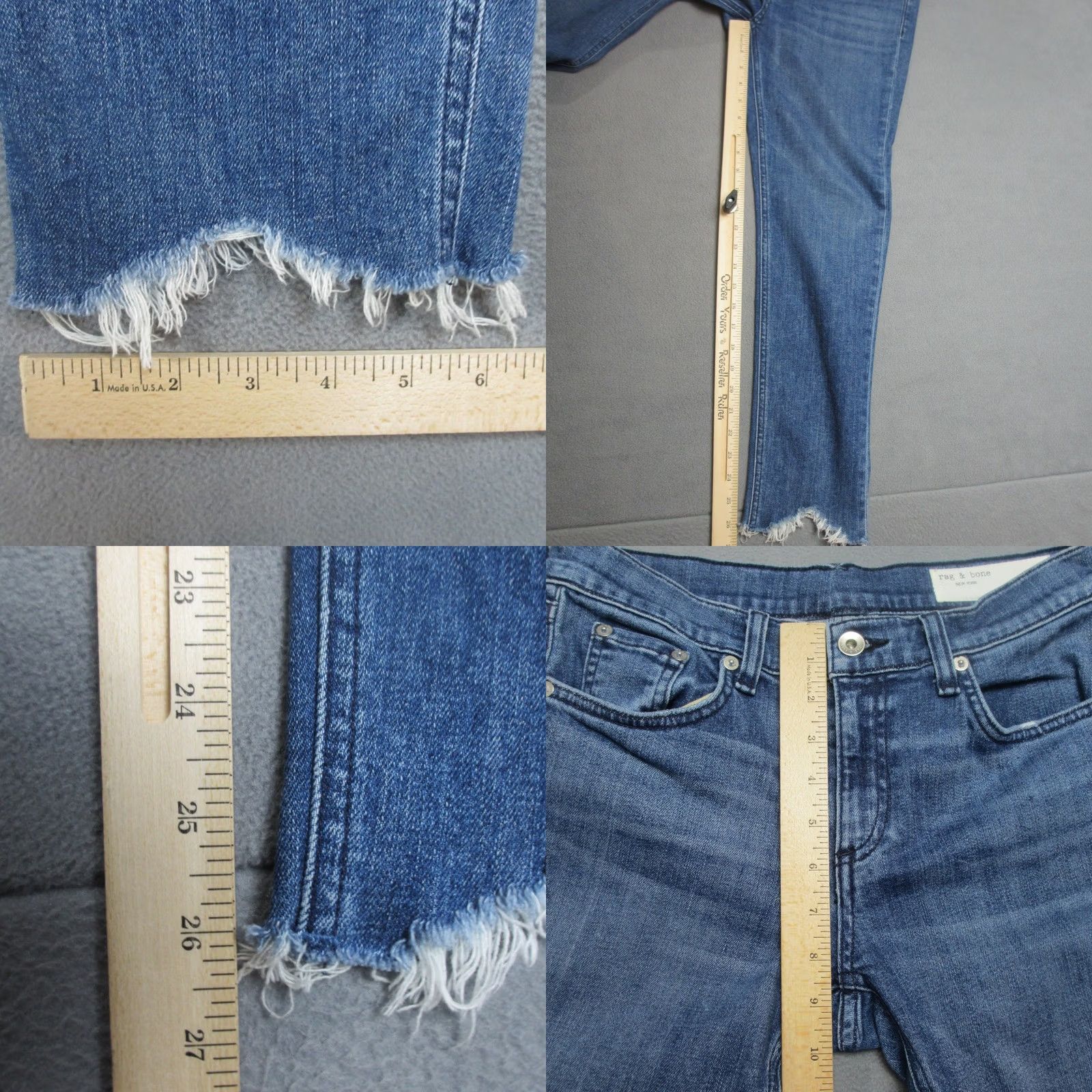 Rag & Bone Rag & Bone Jeans Womens 28X26.5 Blue Denim Dre Low Rise Frayed Hem Straight Leg Size 28" / US 6 / IT 42 - 8 Thumbnail