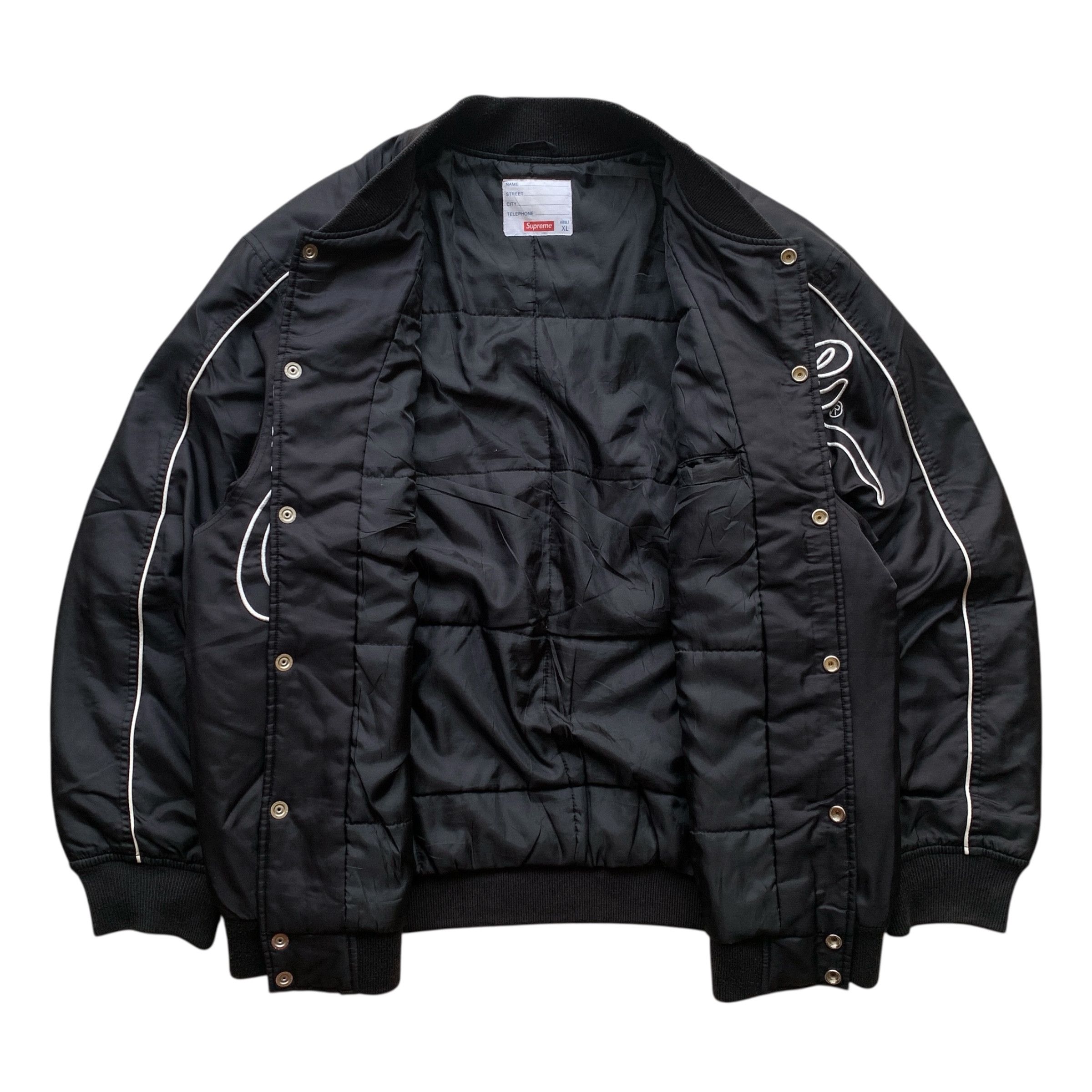 Supreme Supreme Script Contrast Varsity Bomber Jacket FW2020 Size US XL / EU 56 / 4 - 6 Thumbnail