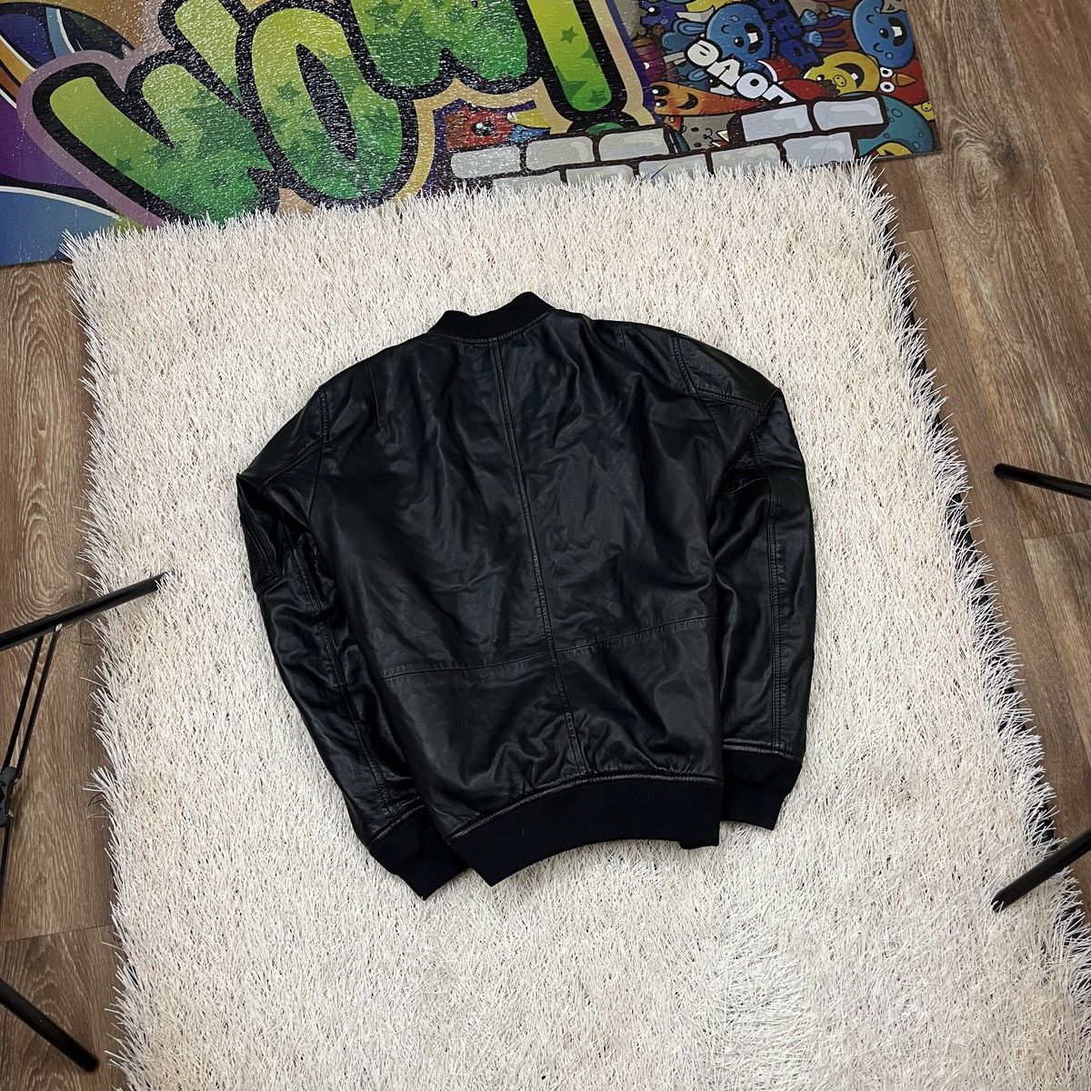 Diesel DIESEL OUR Superior Mens Bomber Leather Jacket Racer Coat Size US S / EU 44-46 / 1 - 2 Thumbnail