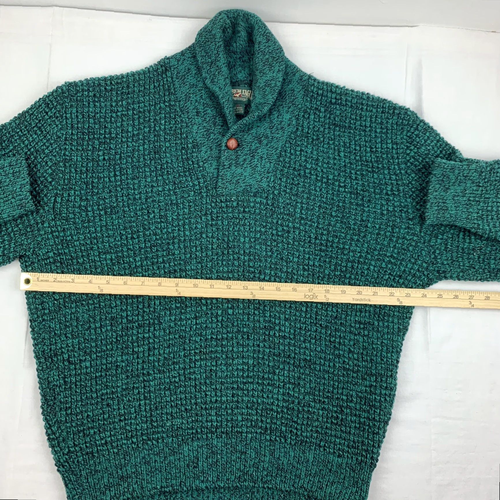 American Eagle Outfitters VINTAGE American Eagle Outfitters Sweater Adult Large Green Knit Pullover Shawl Neck 90s Mens Size US L / EU 52-54 / 3 - 5 Thumbnail