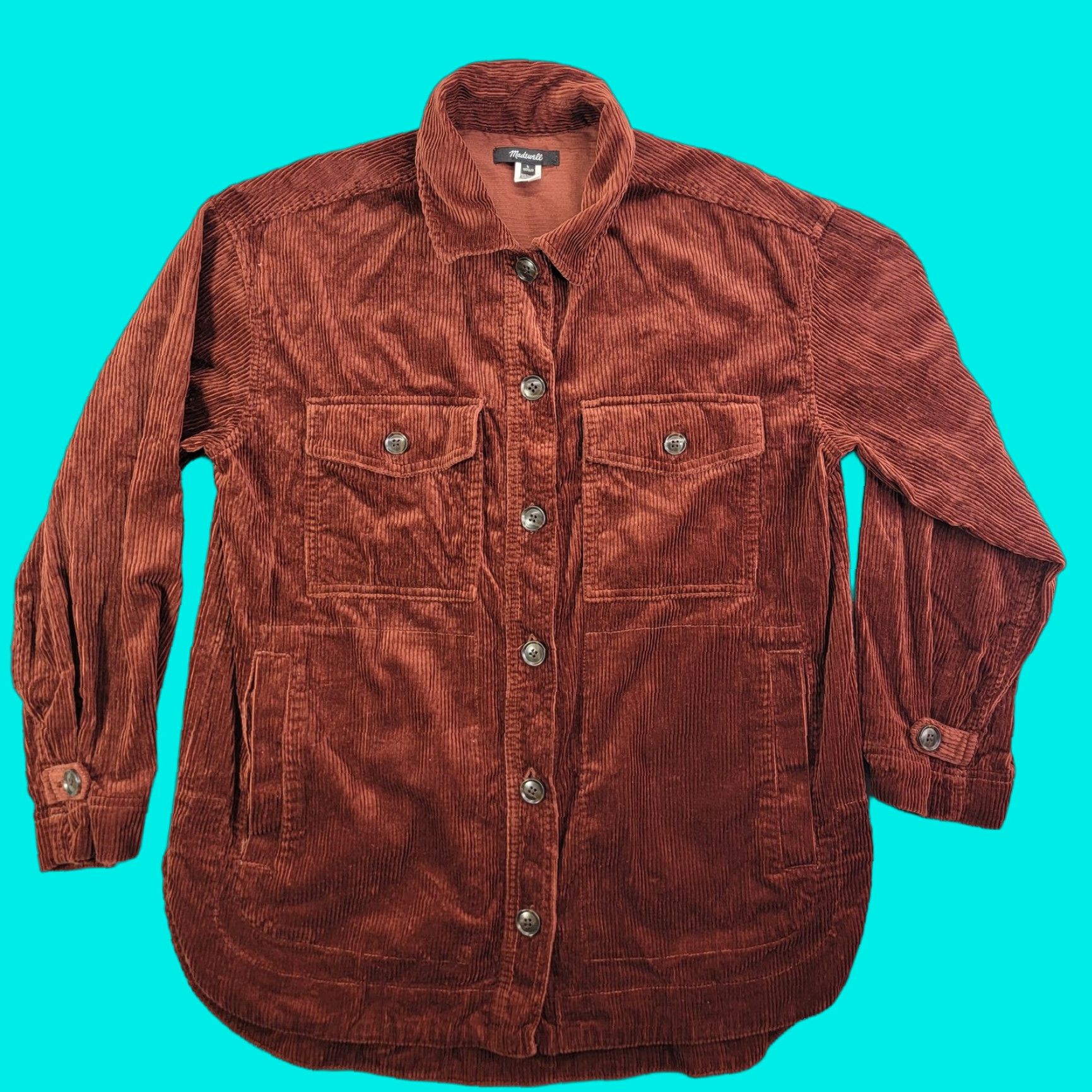 Madewell Madewell Jacket Womens Small Brown Corduroy Collared Pockets Button Mid-Length Fall Winter Size S / US 4 / IT 40 - 1 Thumbnail