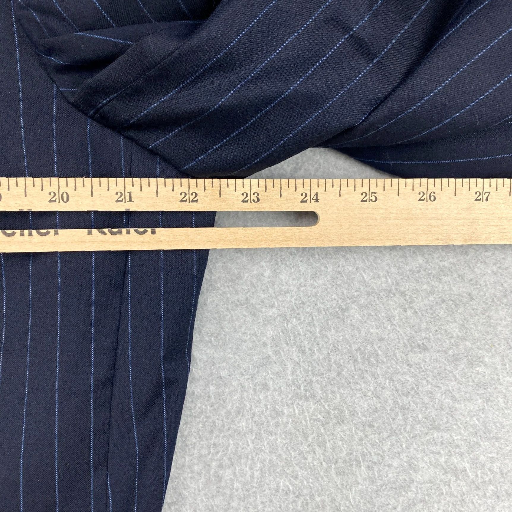 Joseph Abboud Joseph Abboud Loro Piana Suit Mens 43L/W37 Blue Pinstripe Super 120's Wool USA Size 46R - 7 Thumbnail