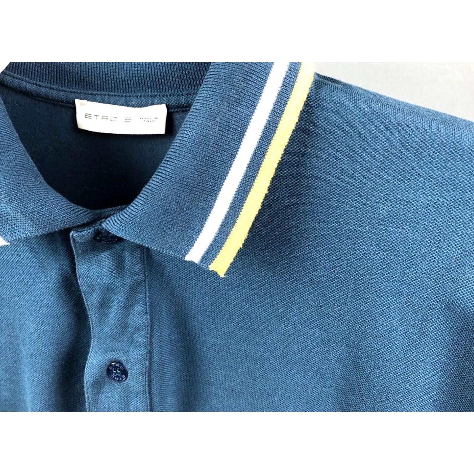 Etro ETRO Polo Shirt Men S Dark Blue Cotton Jersey Solid Embroidered Logo Short Sleeve Collared Button Classic Regular Size Size US S / EU 44-46 / 1 - 7 Thumbnail