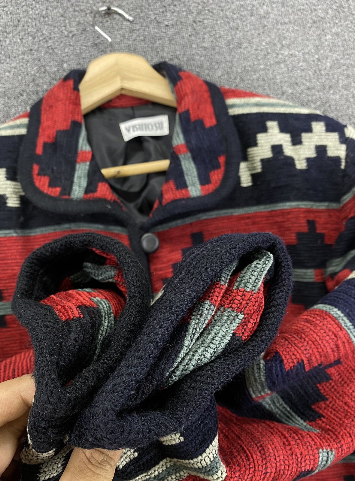 Japanese Brand Vintage VISUTOSU Aztec Navajo Native Design Wool Coat Jacket Size US L / EU 52-54 / 3 - 11 Thumbnail