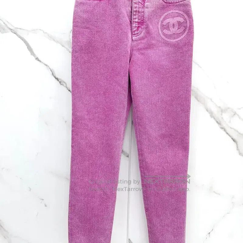 Chanel Chanel Pink Logo Women's Denim Jeans . Size 23" - 3 Thumbnail