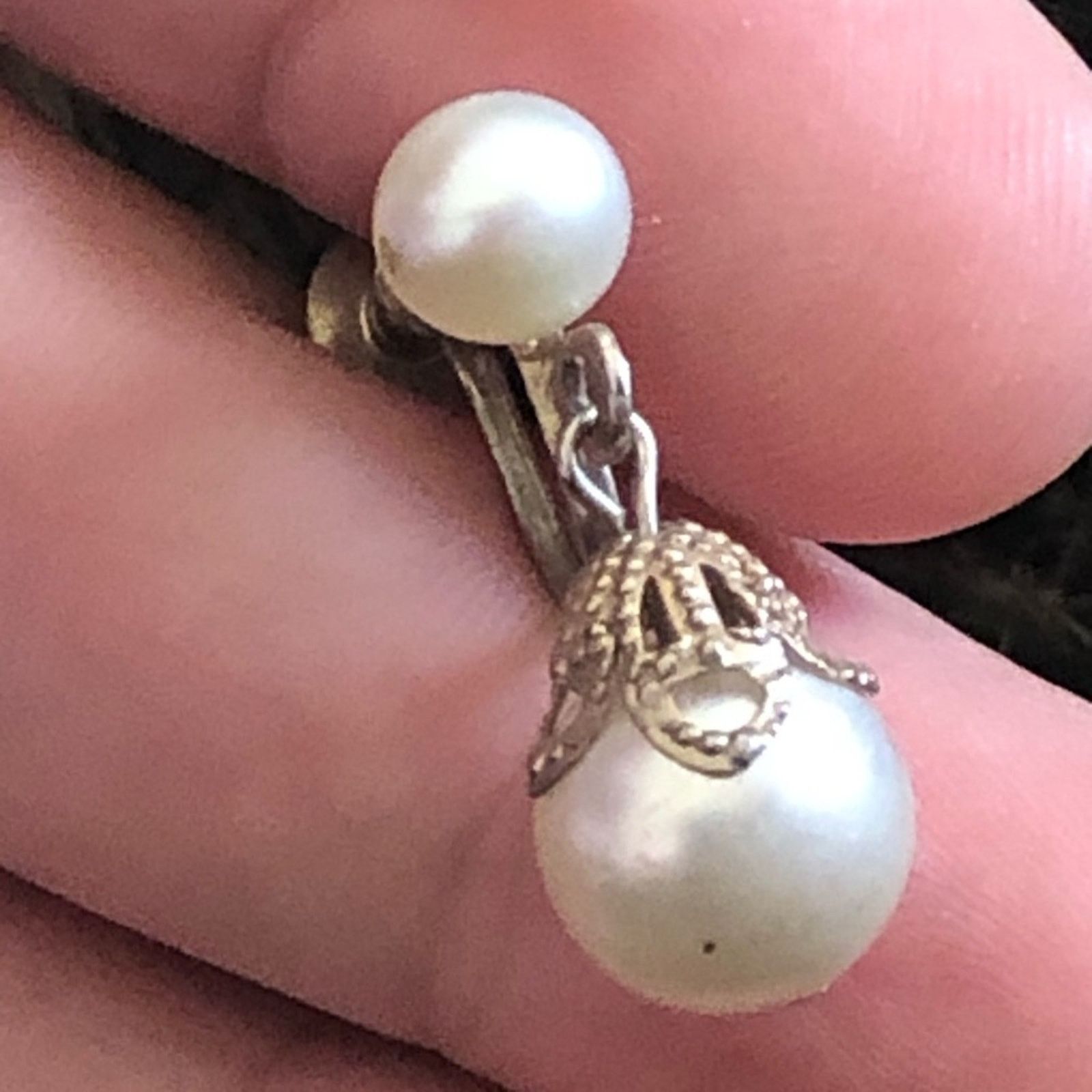 Vintage Vintage 40s-50s bell capped faux pearl clip ons Size ONE SIZE - 5 Thumbnail