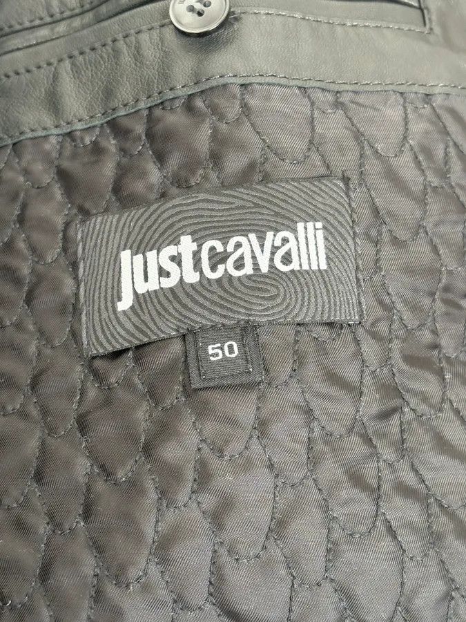 Just Cavalli FW2015 Cavalli Black Leather Shearling Collar Jacket Size US M / EU 48-50 / 2 - 12 Thumbnail
