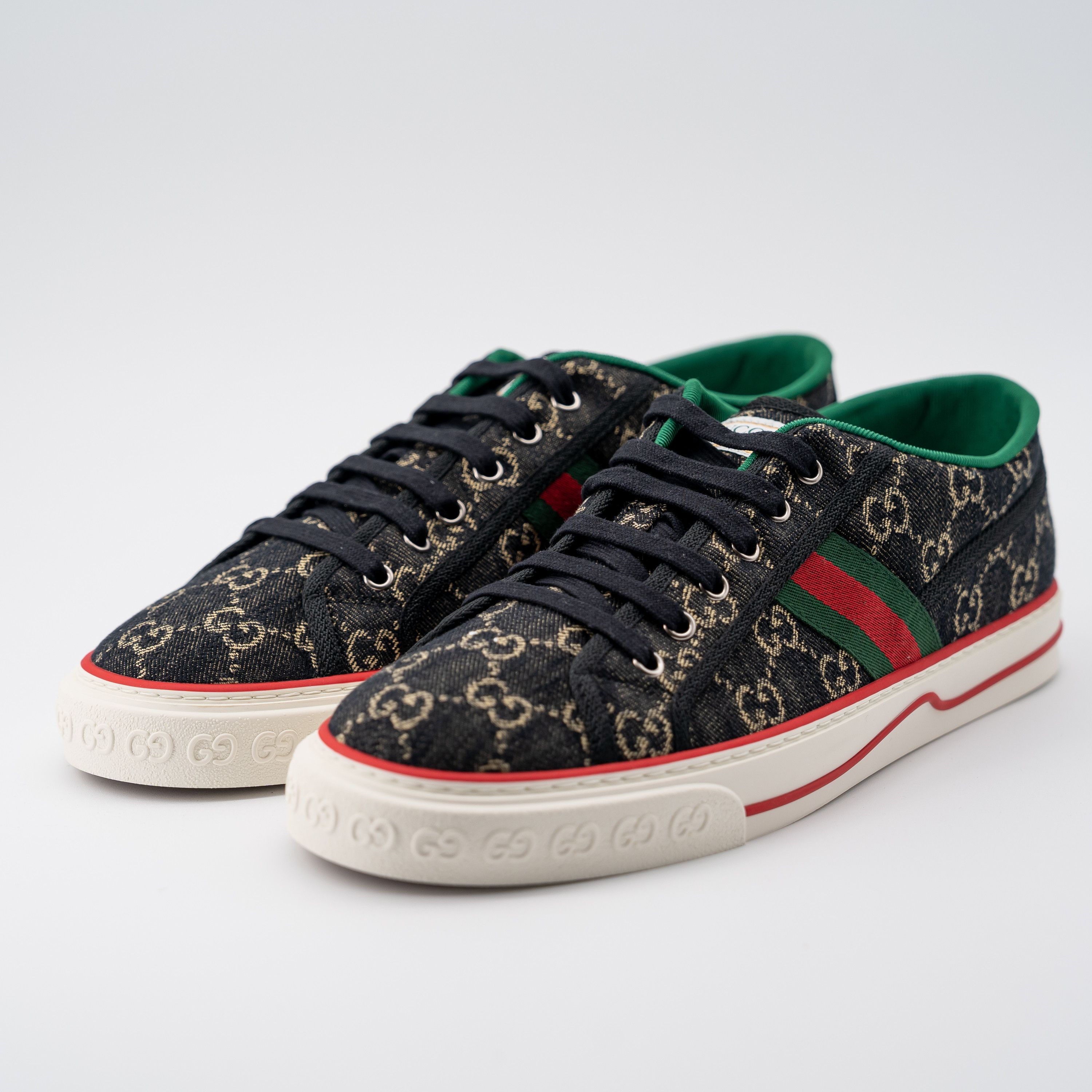 Gucci size 14G - Gucci Tennis Black Denim Sneakers GG print Size US 14 / EU 47 - 1 Thumbnail
