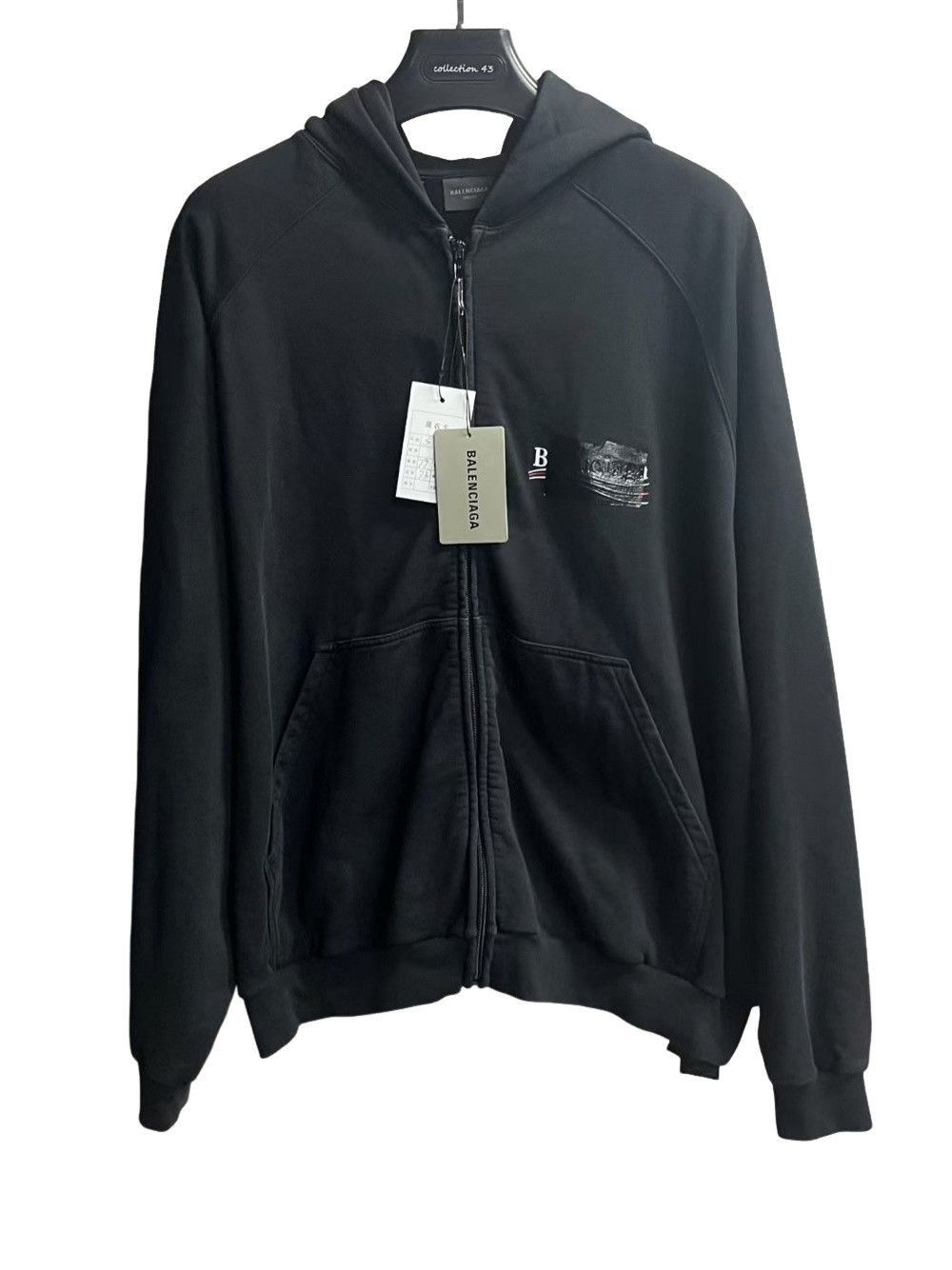 Balenciaga Balenciaga Tab Worn Out Zip Hoodie | Grailed