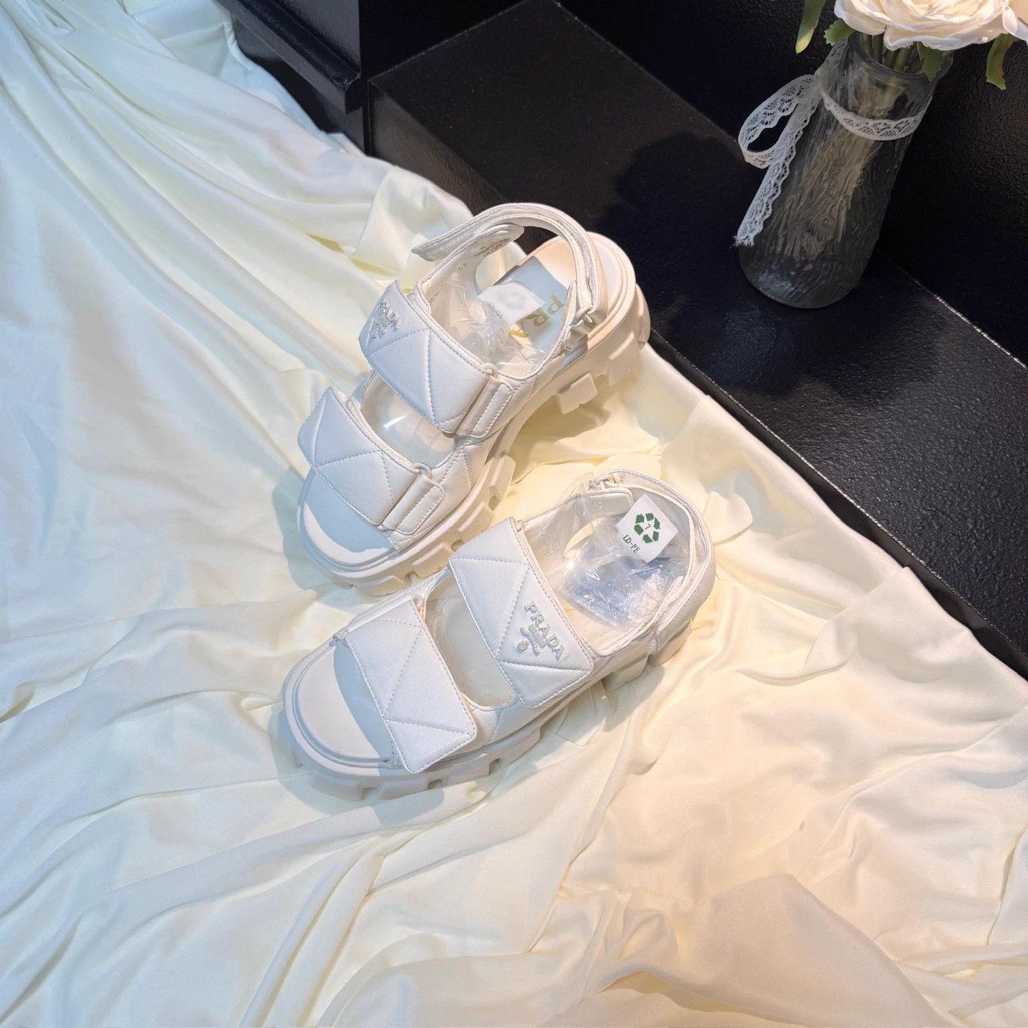 Prada Prada Women's White Logo Velcro Sneaker 36 99 New Size US 5.5 / IT 35.5 - 1 Thumbnail