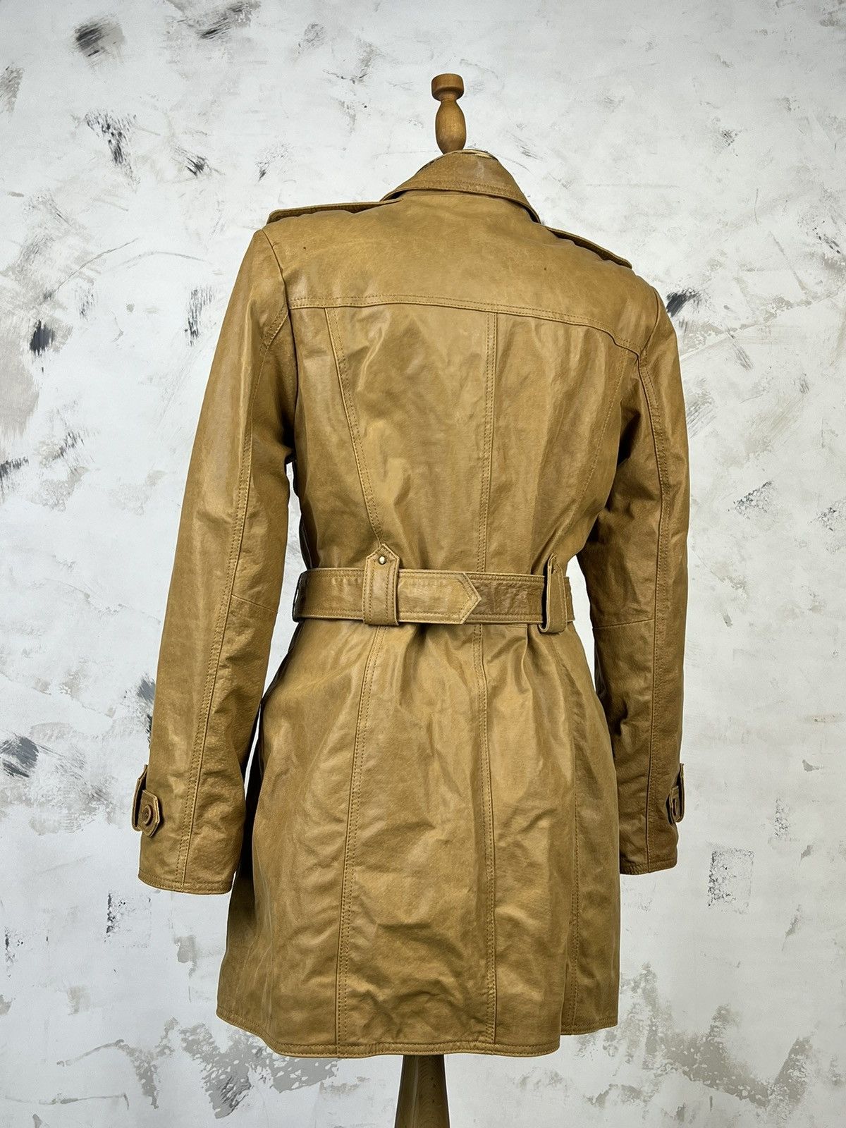 Vintage Vintage Y.O.U. Leather Belted Trench Coat Size S - M UK 12 Size M / US 6-8 / IT 42-44 - 4 Thumbnail