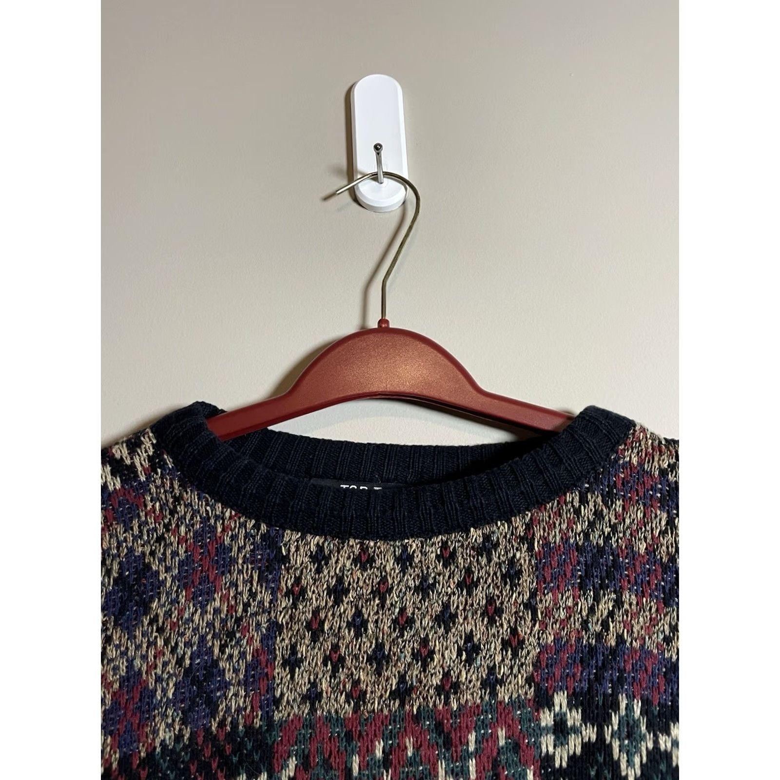 Vintage VINTAGE TSR Grandpa Sweater Men's L Knit Texture Pullover Crew Neck Brown 80s USA Geometric Pattern CSR? Size US L / EU 52-54 / 3 - 4 Thumbnail