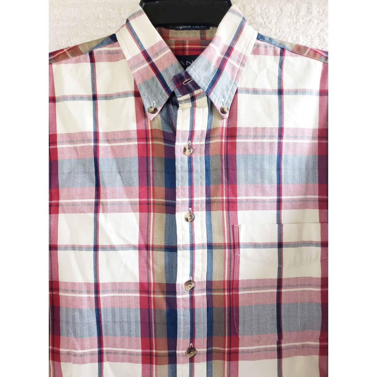 Gant GANT Shirt Mens M Blue Herringbone Harbor Men Plaid Button Red White Size US M / EU 48-50 / 2 - 3 Thumbnail