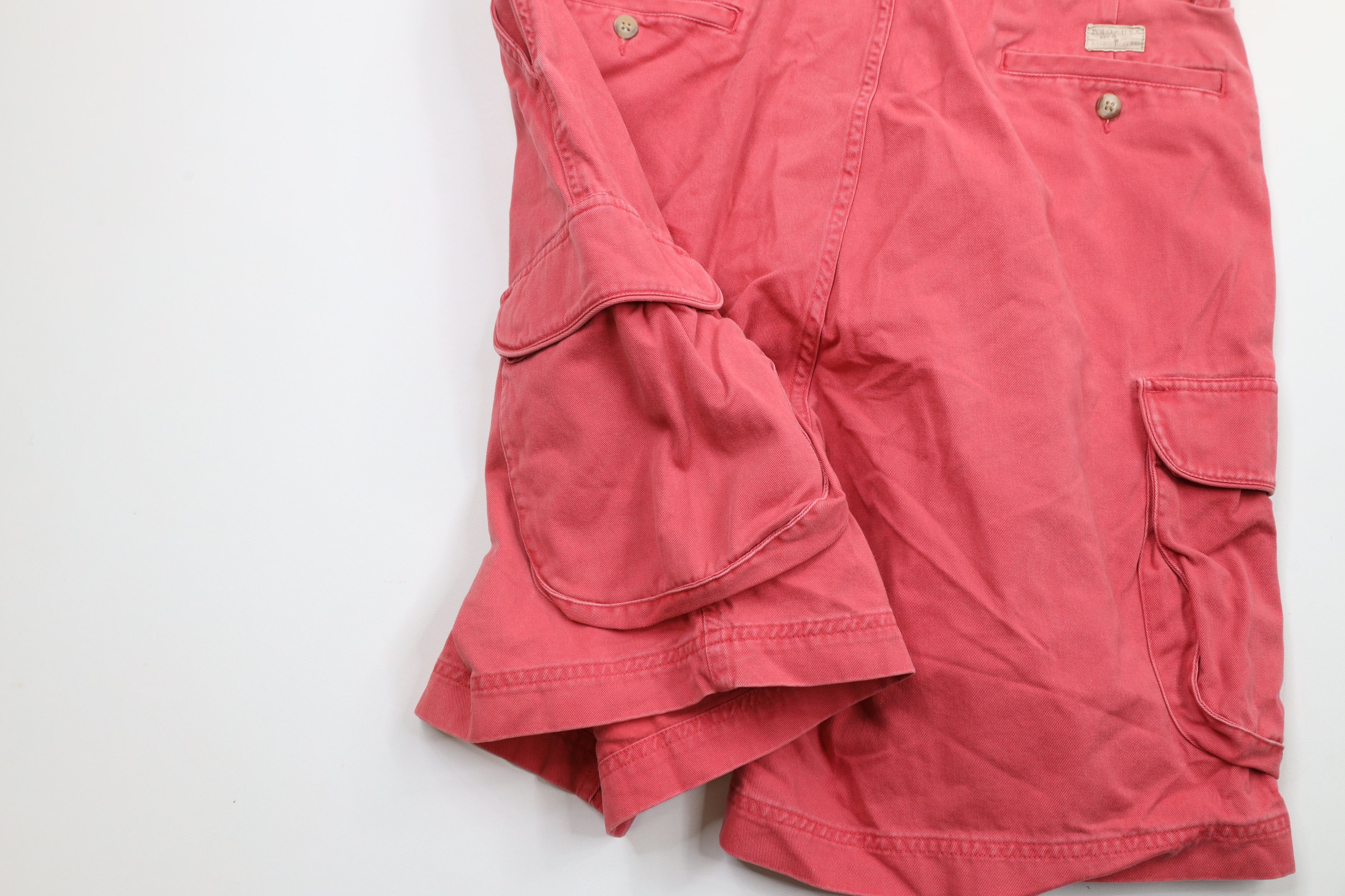Ralph Lauren × Vintage Vintage 90s Ralph Lauren Out Heavyweight Cargo Shorts Pink Size US 35 - 7 Thumbnail