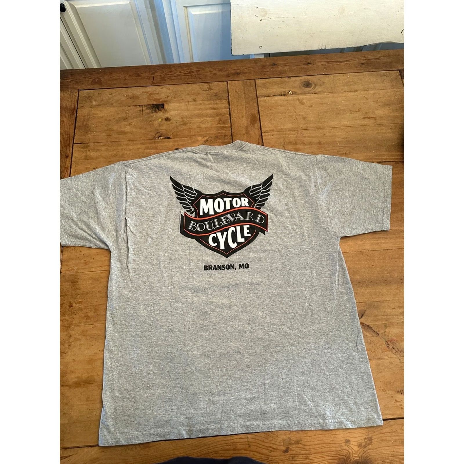 Vintage VINTAGE Branson Missouri Motorcycle Boulevard Cycle T-shirt XL Gray Print Mens Biker Shirt Size US XL / EU 56 / 4 - 3 Thumbnail