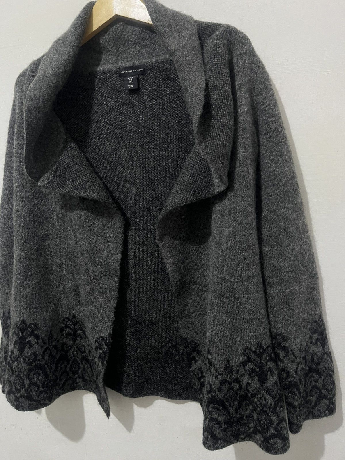 POST ARCHIVE FACTION (PAF) Adrienne Vittadini Grey Wool Blend Knit Cardigan Size US M / EU 48-50 / 2 - 6 Thumbnail