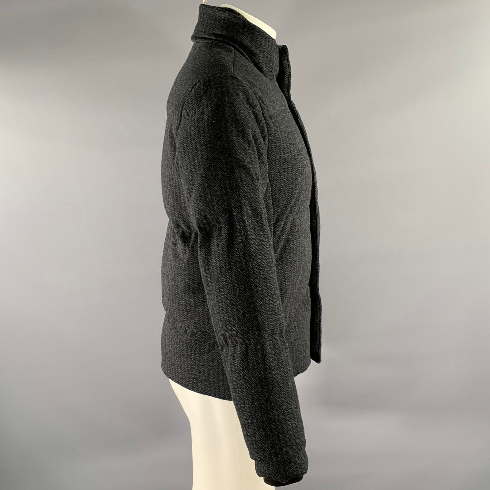 Vince VINCE Grey Break Herringbone Cotton Poly Puffer Jacket XS Size US XS / EU 42 / 0 - 3 Thumbnail