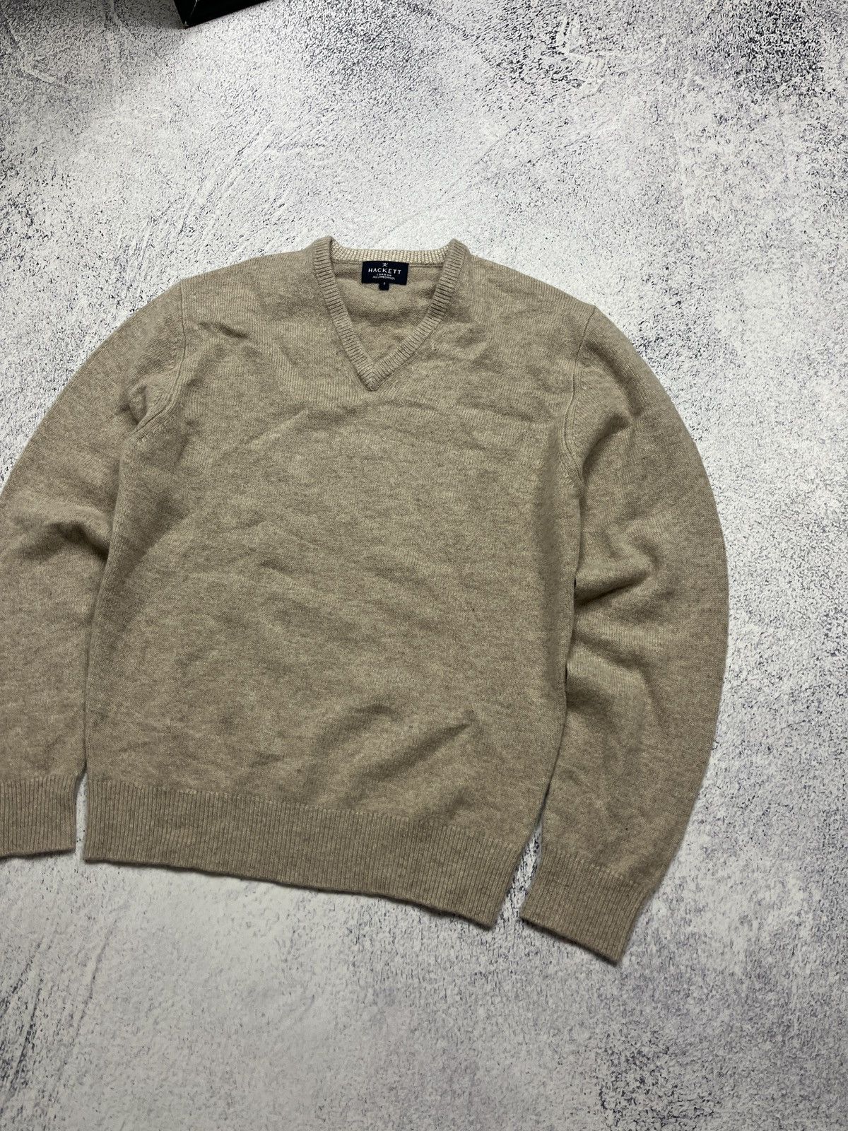 Hackett Hackett Merino Lambswool V Neck Sweater Beige Luxury Size US S / EU 44-46 / 1 - 3 Thumbnail