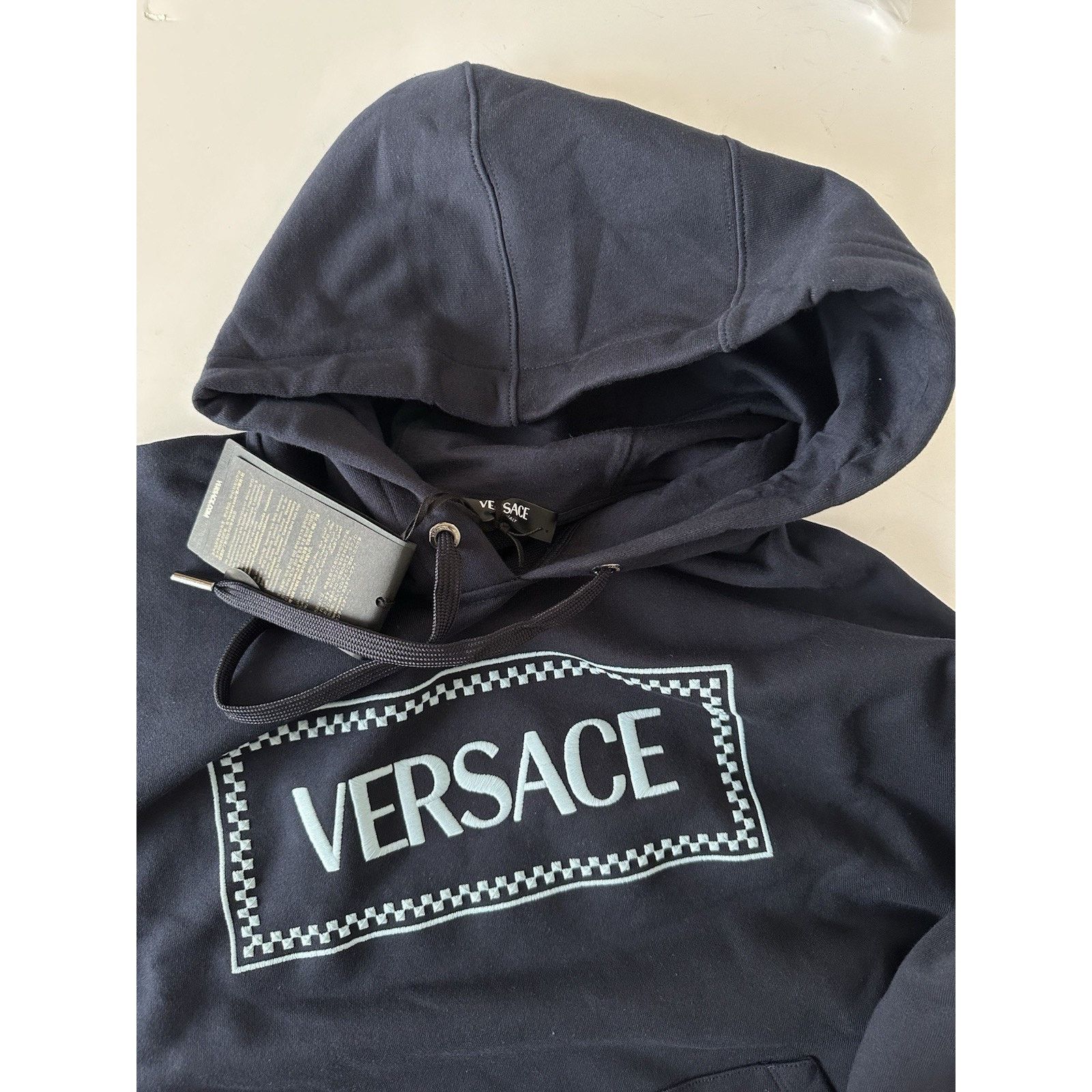 Versace Versace Embroidered Blue Sweatshirt with Hoodie XL 1012564 Size US XL / EU 56 / 4 - 6 Thumbnail