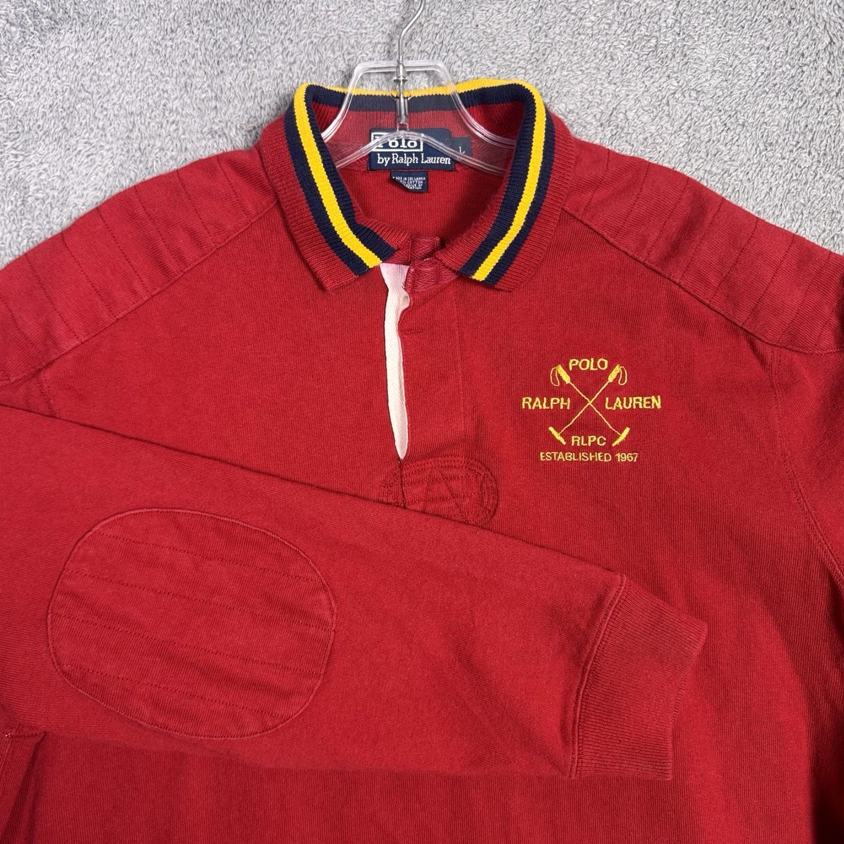 Polo Ralph Lauren VINTAGE Polo Ralph Lauren Sweater Mens L Knit Polo Shirt RLPC Elbow Patch 1967 Red Cotton Knit Logo Pullover 80s 90s Classic Preppy Mens Size US L / EU 52-54 / 3 - 2 Thumbnail