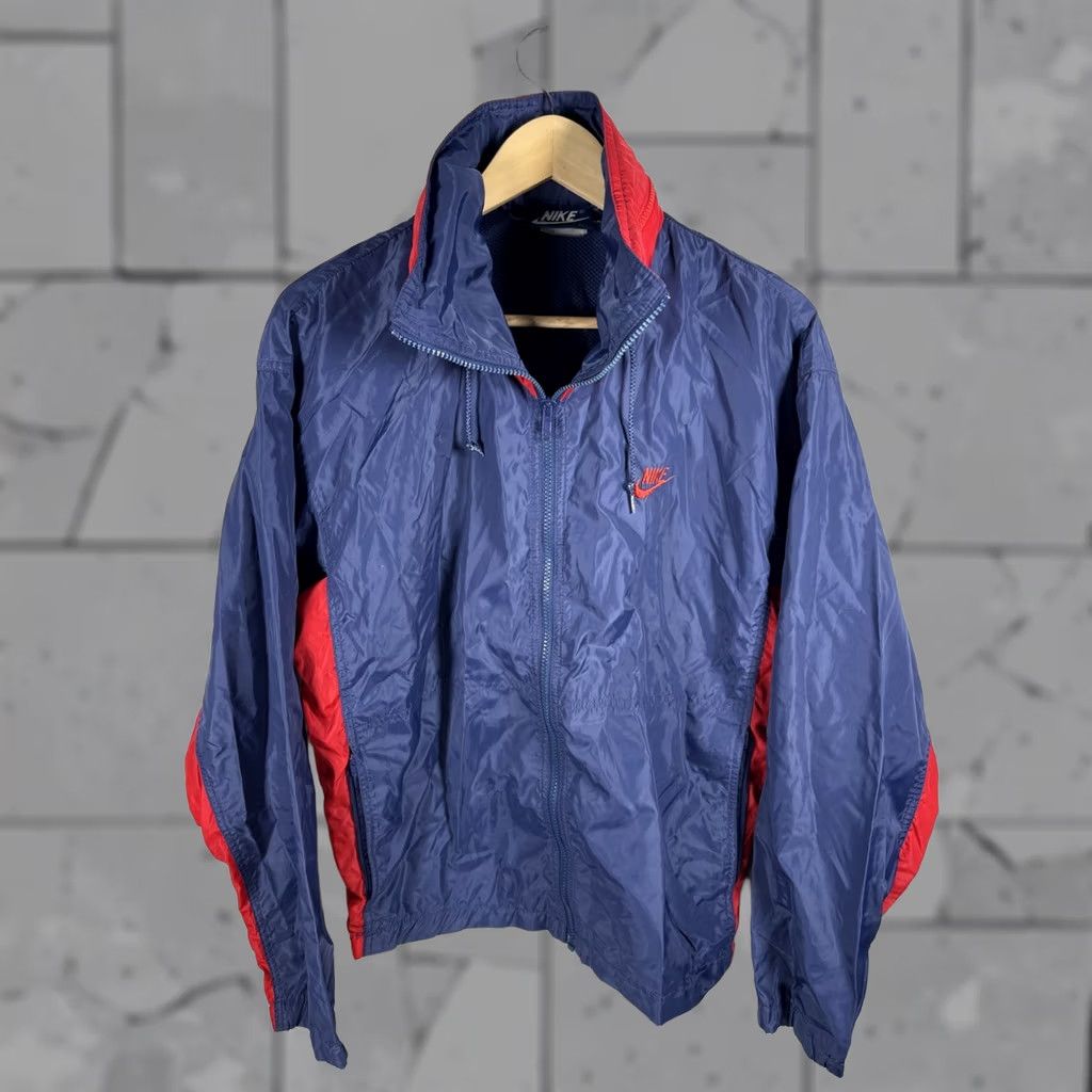 Nike VTG 1980’s Nike Hooded Windbreaker Track Jacket Full Zip Blue Tag Nylon Mens M Size US M / EU 48-50 / 2 - 1 Thumbnail