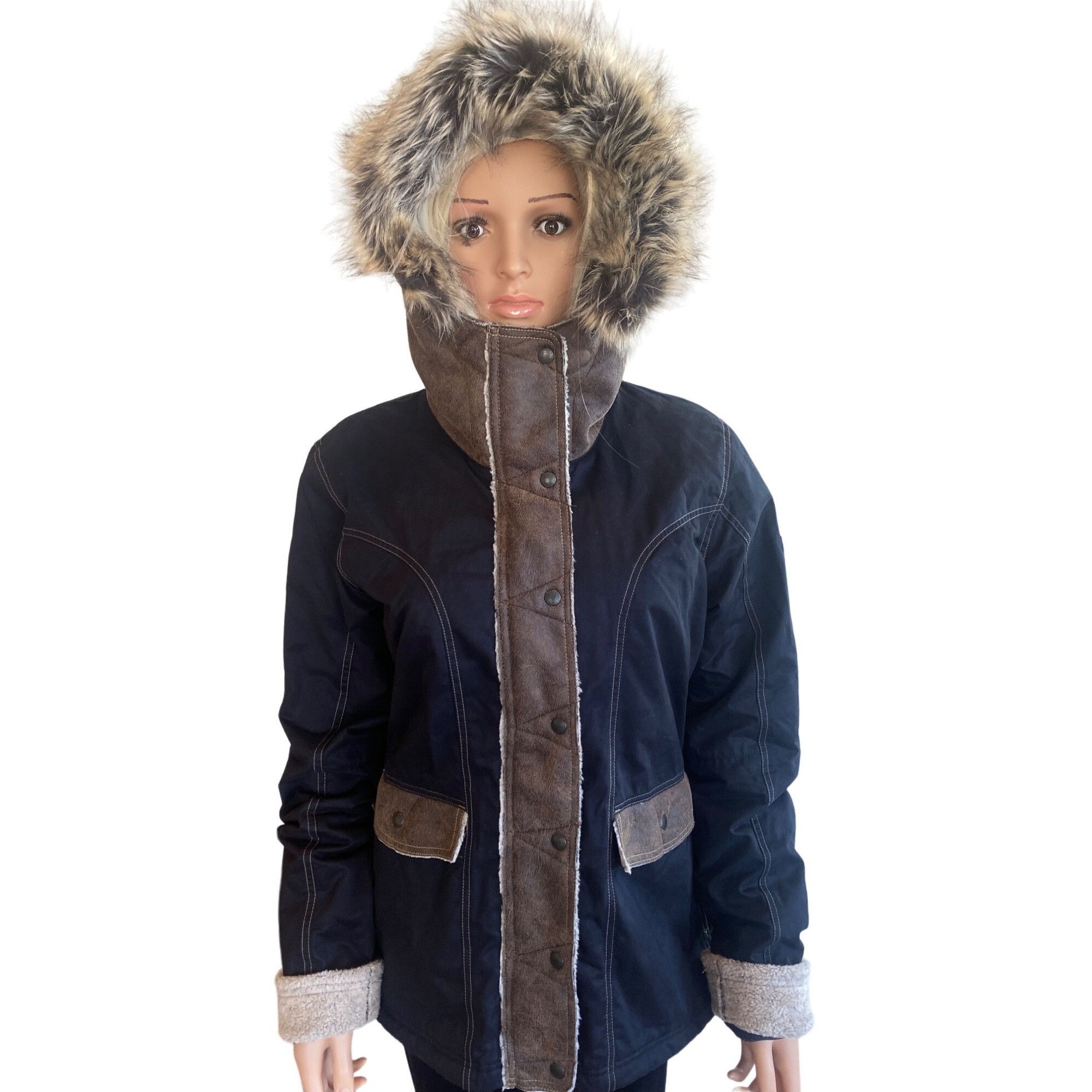 NWT Kuhl Arktik Waxed Jacket L Faux Fur Sherling Fleece Hood