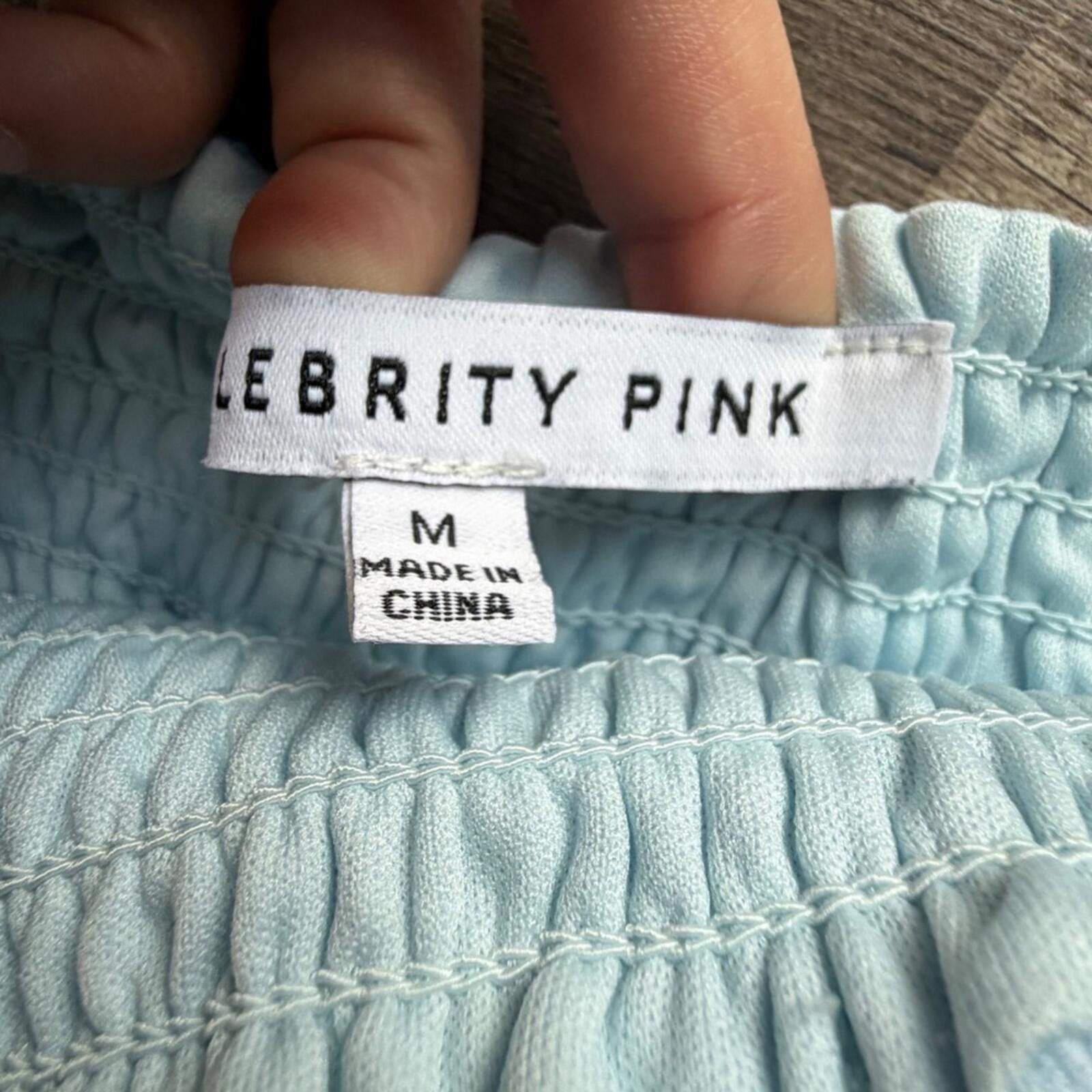 Other Celebrity Pink Womens Light Blue Smocked Crop Top Size M / US 6-8 / IT 42-44 - 3 Thumbnail
