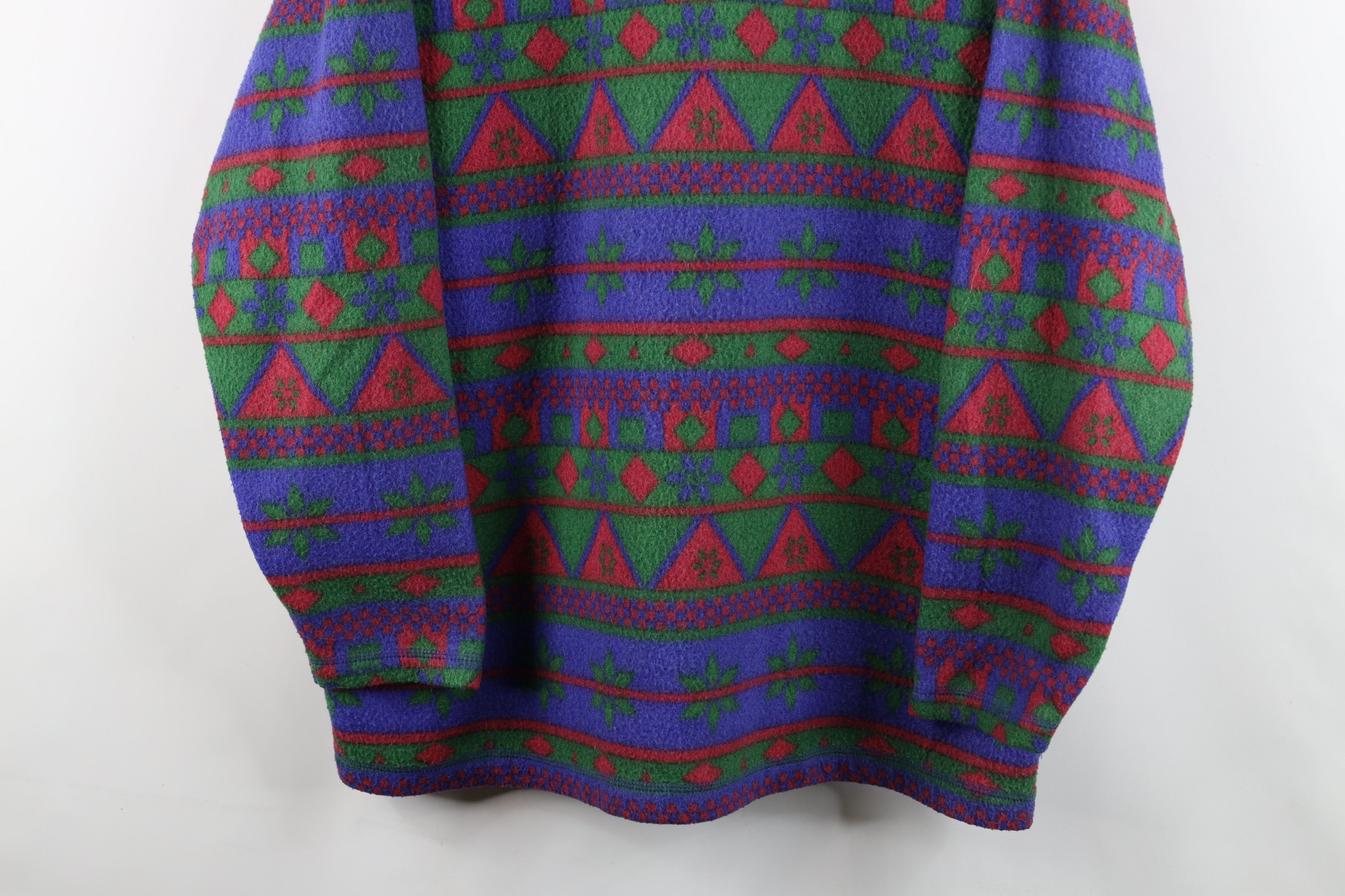 Vintage Vintage 90s Streetwear Snowflake Fair Isle Fleece Sweater Size L / US 10 / IT 46 - 3 Thumbnail