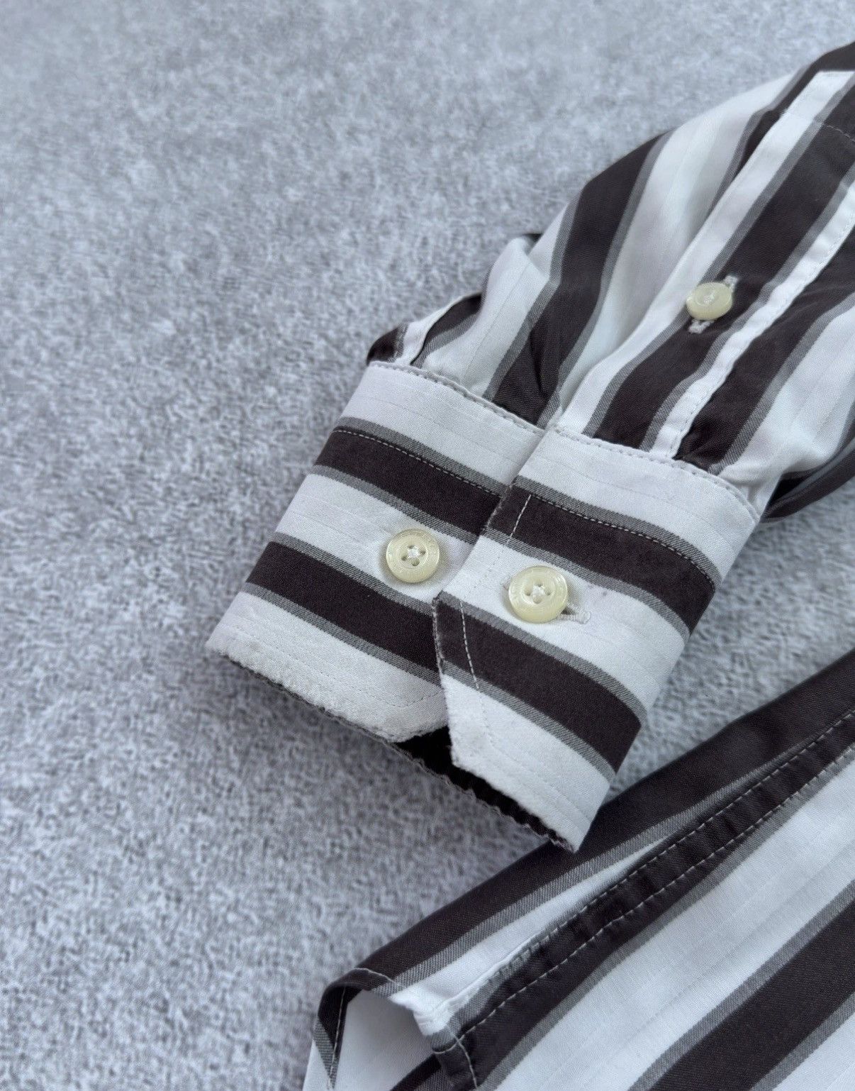 Etro ETRO Milano Luxury Striped White Brown Button Up Shirt Men Size US L / EU 52-54 / 3 - 6 Thumbnail