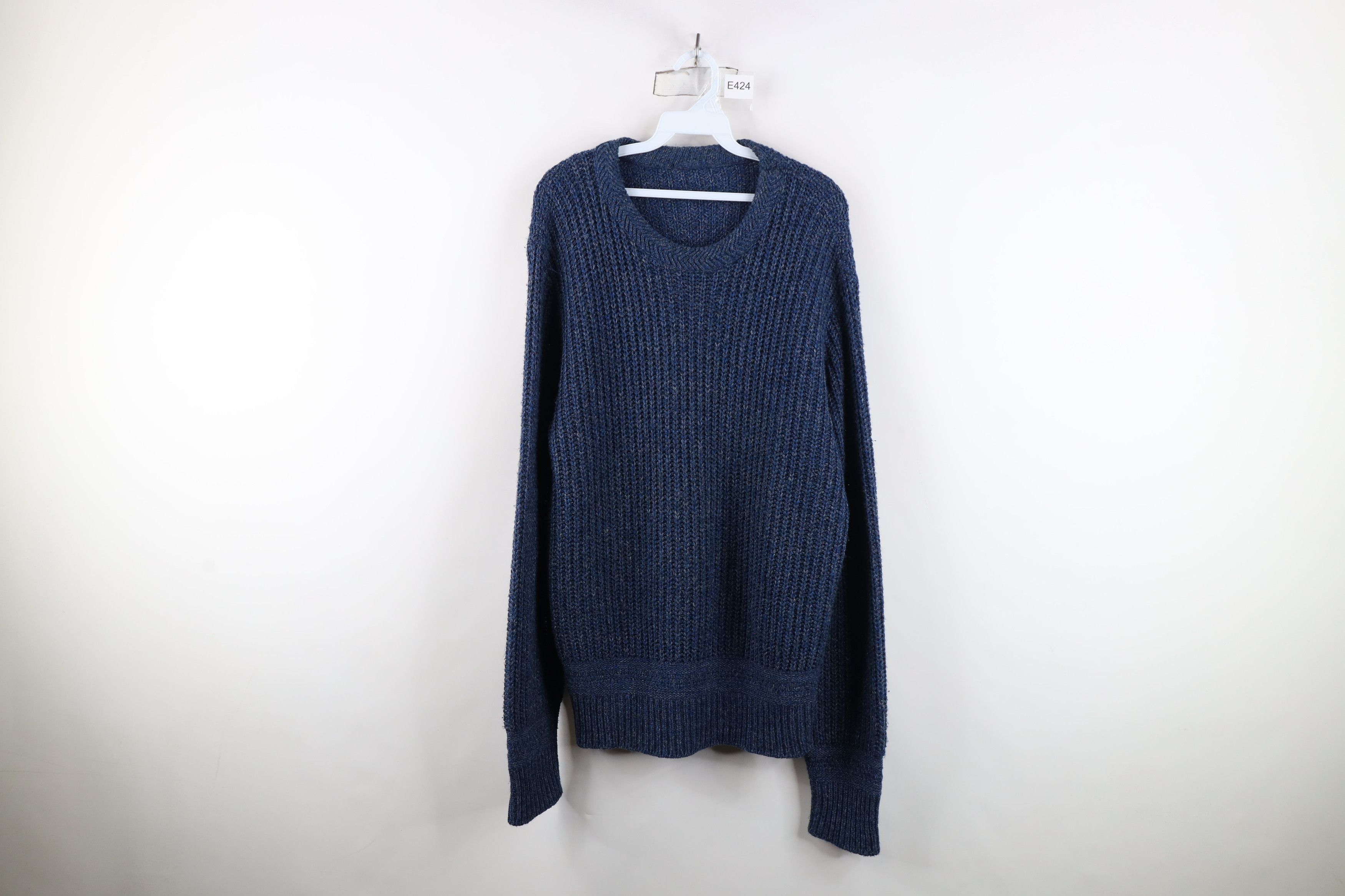Vintage Vintage 90s Streetwear Ribbed Knit Crewneck Sweater Blue Size US L / EU 52-54 / 3 - 1 Thumbnail