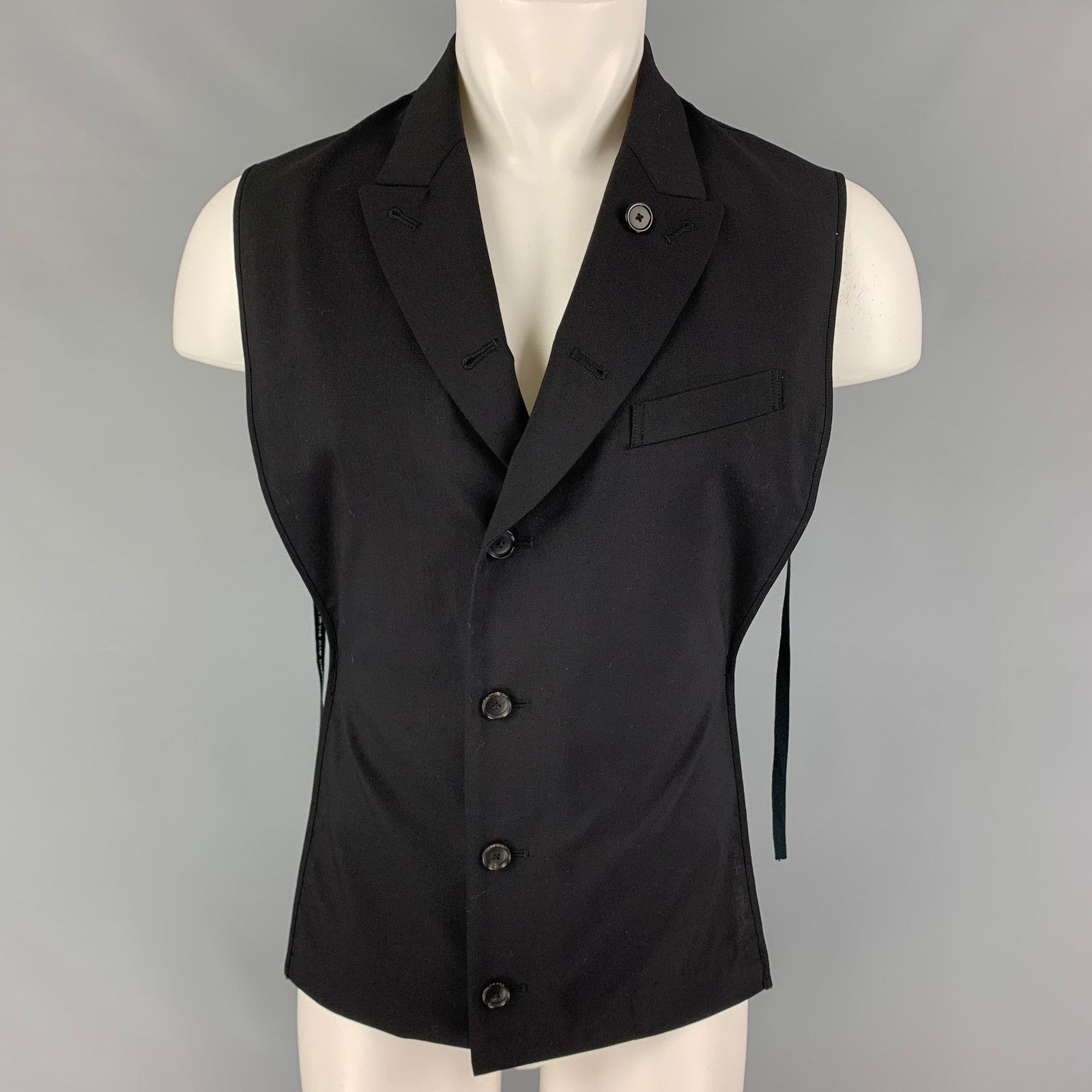 Size 36 Black & White Logo Cotton Open Back Vest